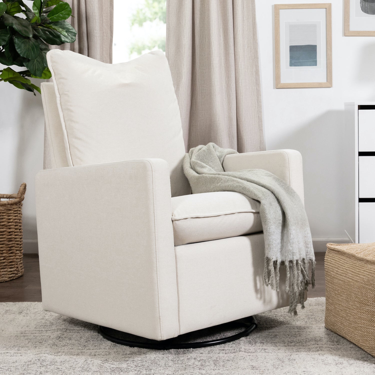 Cali Pillowback Swivel Glider in Eco-Performance Fabric - Project Nursery