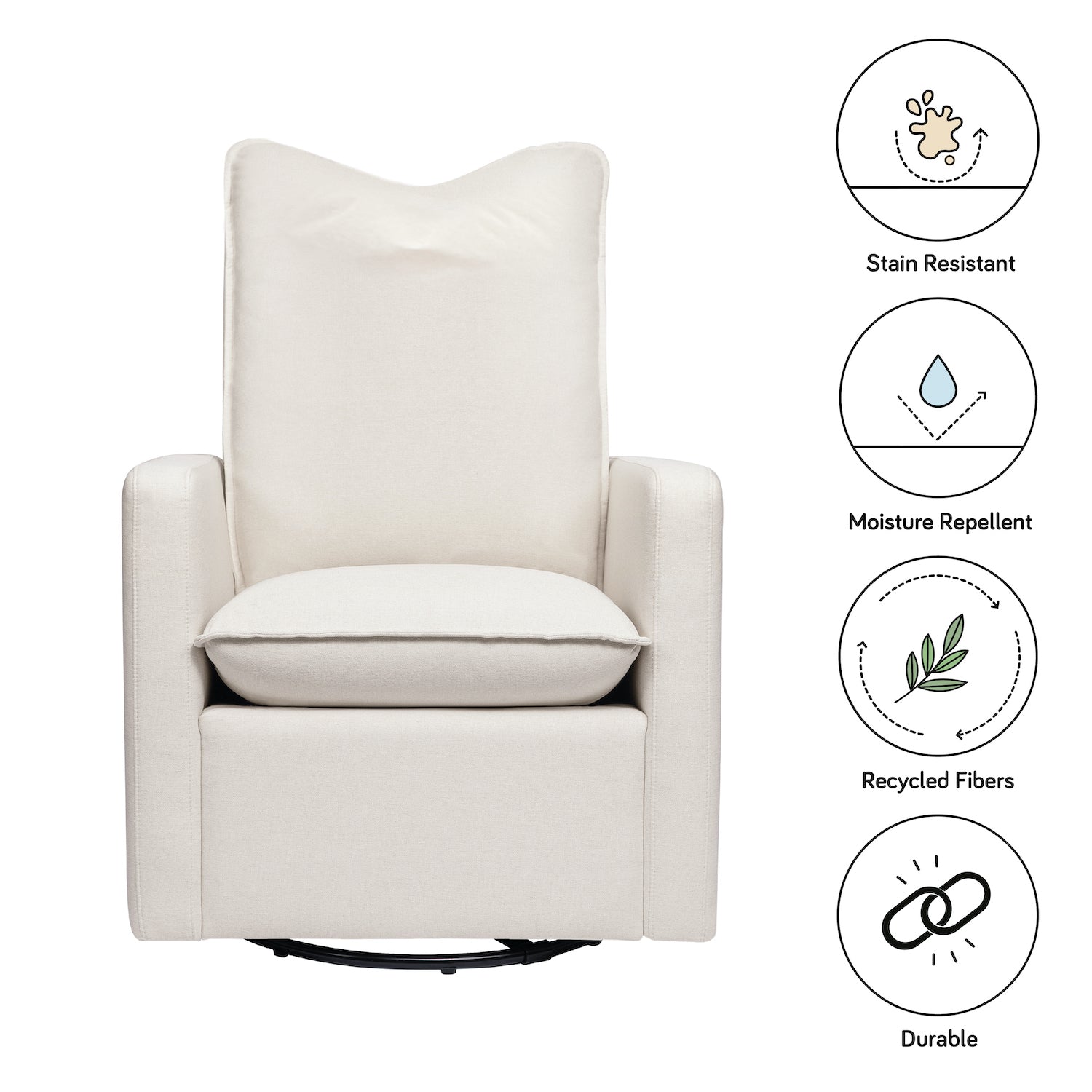 Cali Pillowback Swivel Glider in Eco-Performance Fabric - Project Nursery