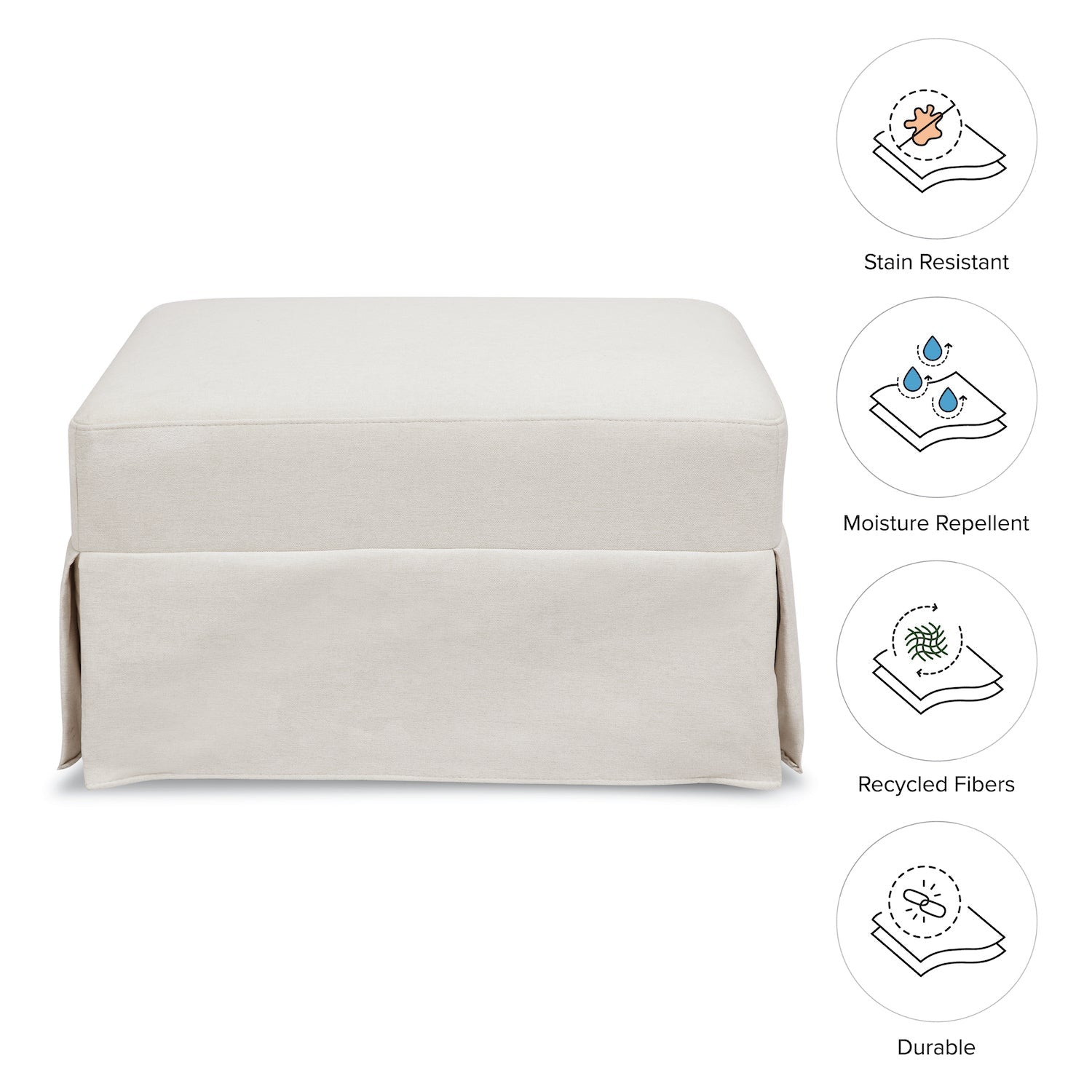 Crawford Gliding Ottoman in Eco-Performance Fabric - Cream - Project Nursery