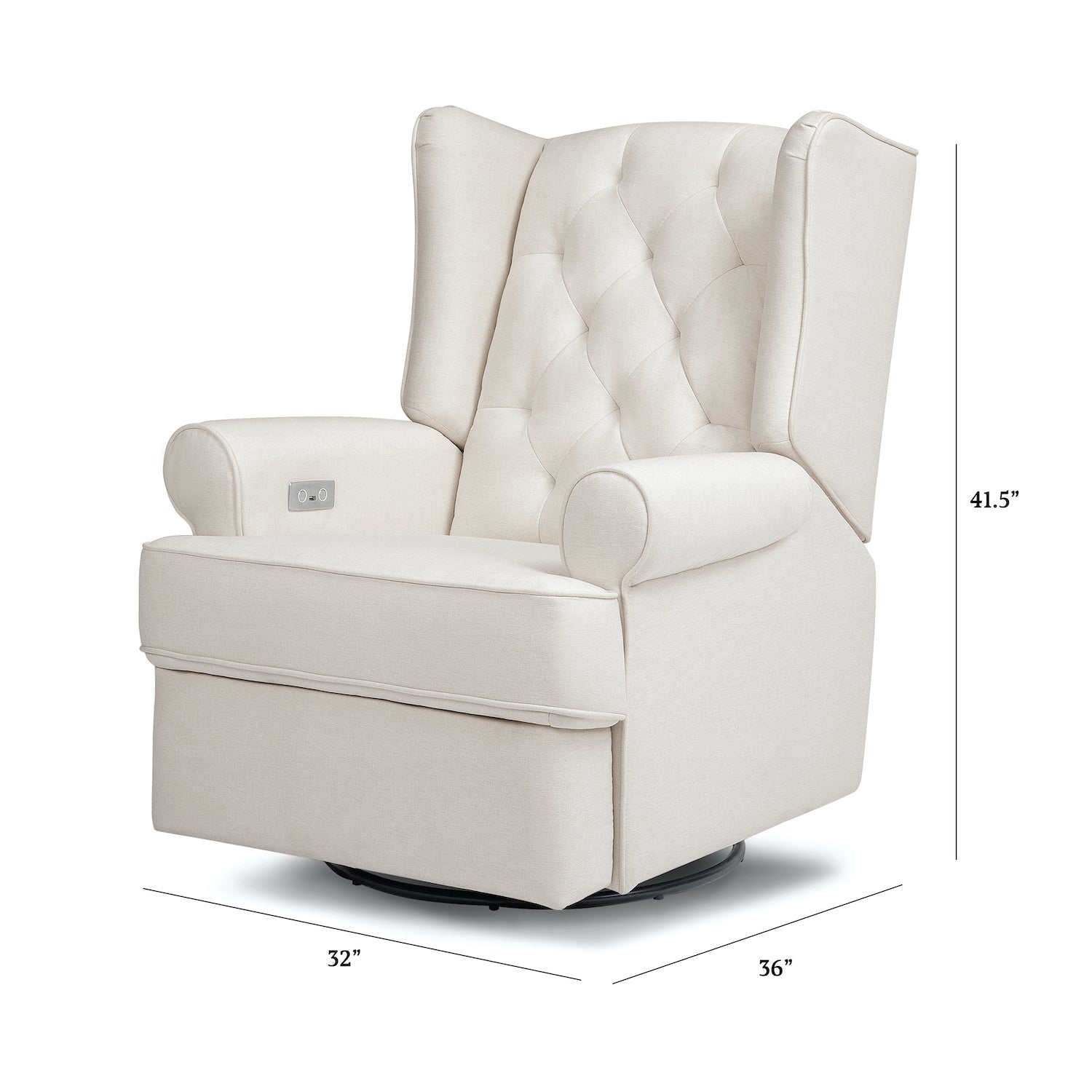 Harbour Electronic Recliner + Swivel Glider in Eco-Performance Fabric with USB Port - Cream - Project Nursery
