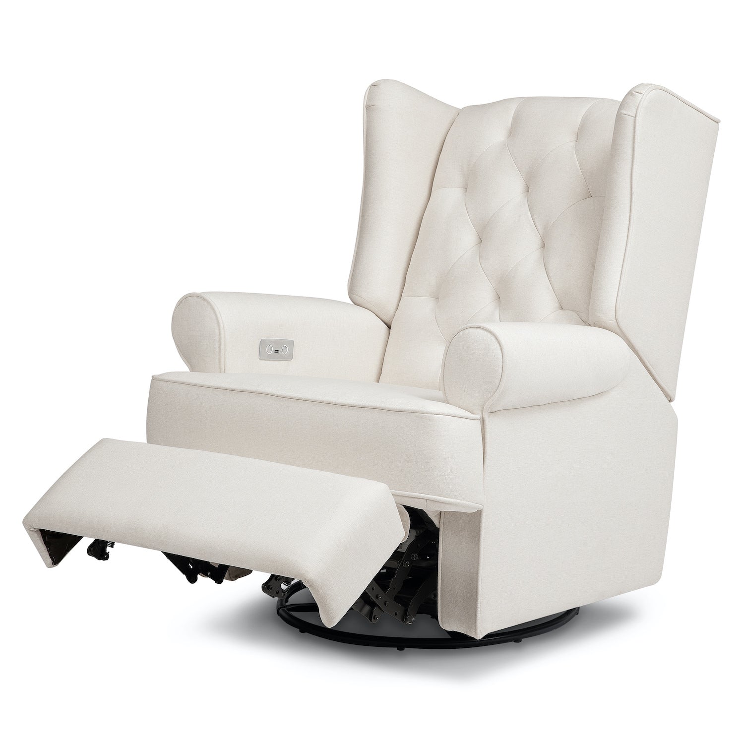 Harbour Electronic Recliner + Swivel Glider in Eco-Performance Fabric with USB Port - Cream - Project Nursery