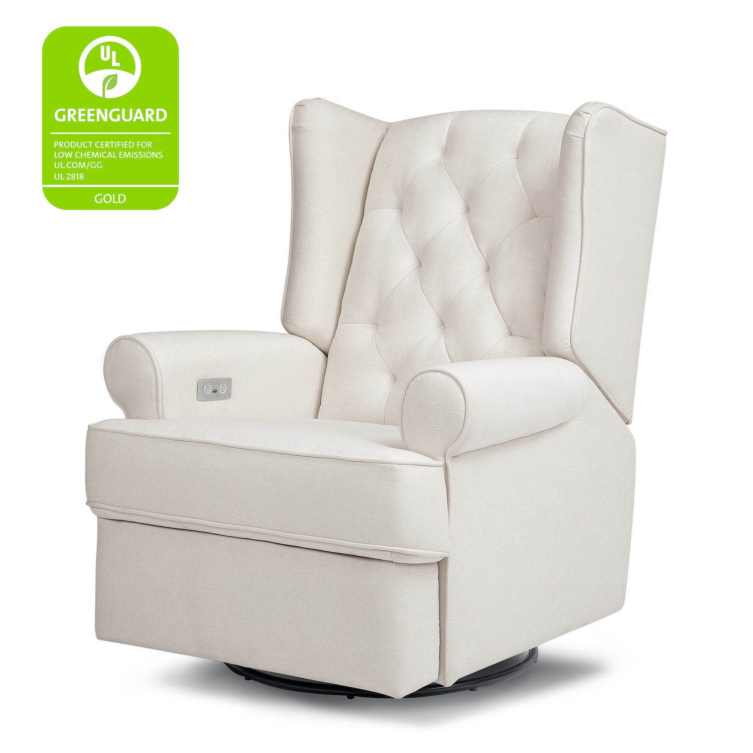 Harbour Electronic Recliner + Swivel Glider in Eco-Performance Fabric with USB Port - Cream - Project Nursery