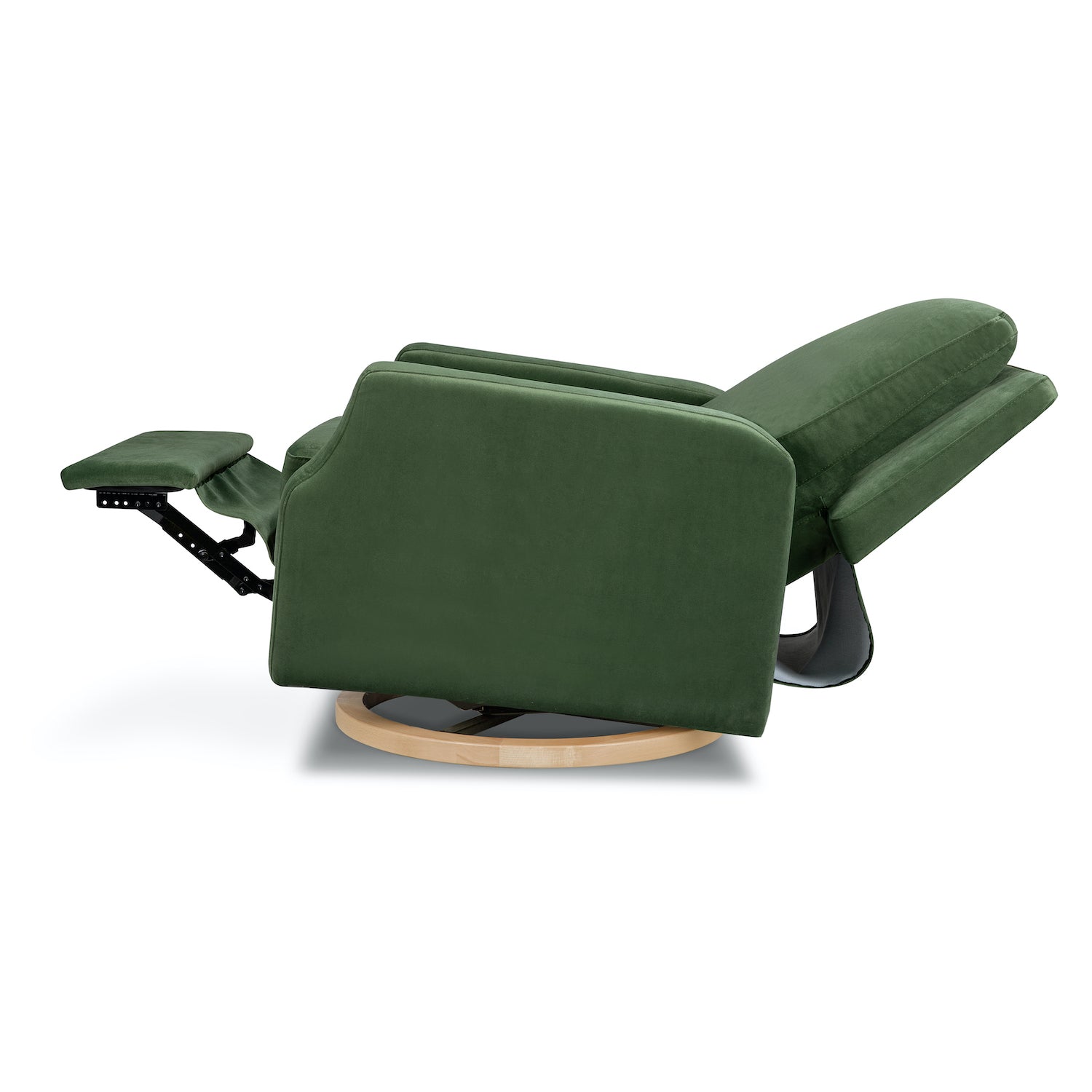 Crewe Recliner + Swivel Glider | Forest Green Velvet w/ Light Wood Base