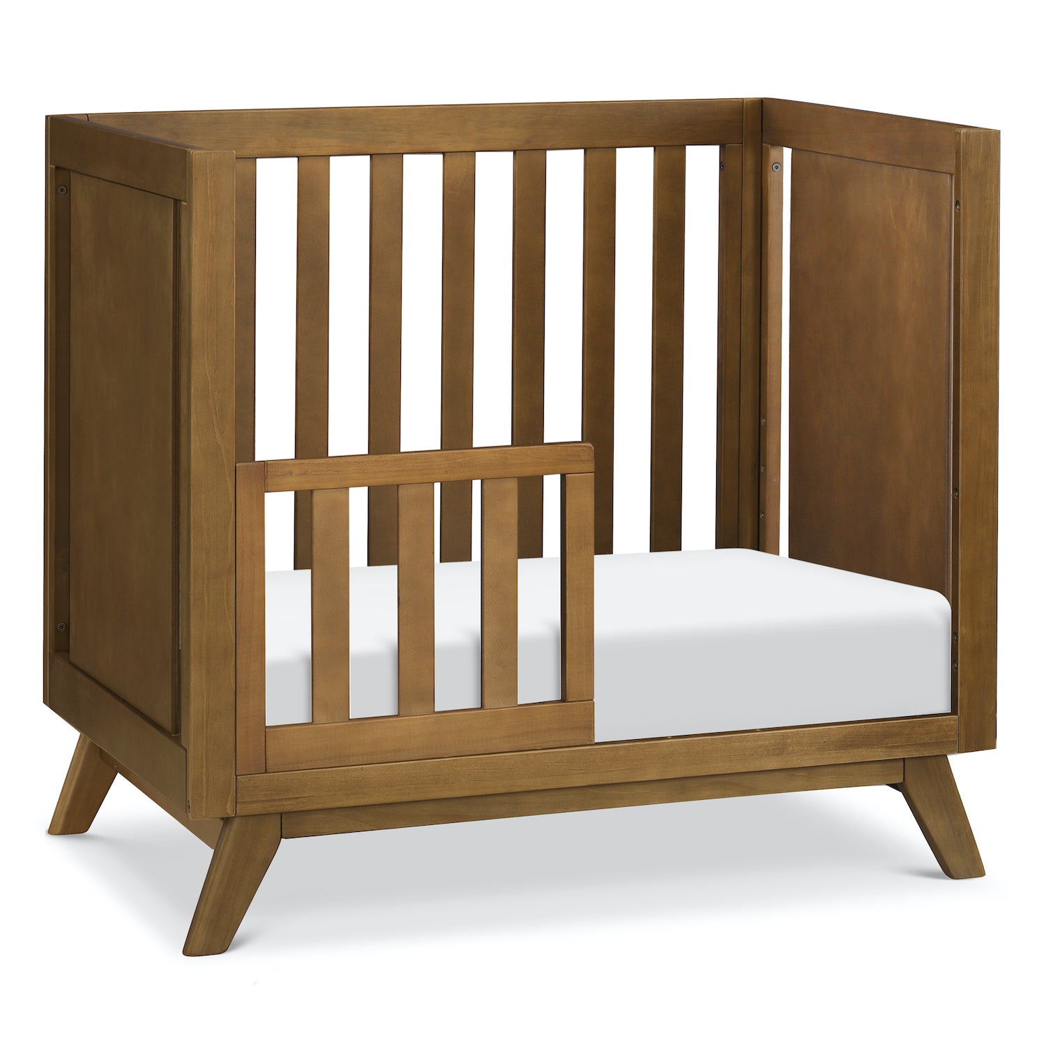 Otto 3-in-1 Convertible Mini Crib with 4" Mattress - Walnut - Project Nursery
