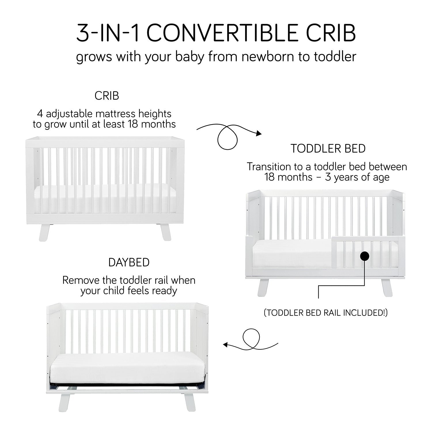 Babyletto Hudson 3 in 1 Convertible Crib w Toddler Bed Conversion Kit Gray Project Nursery