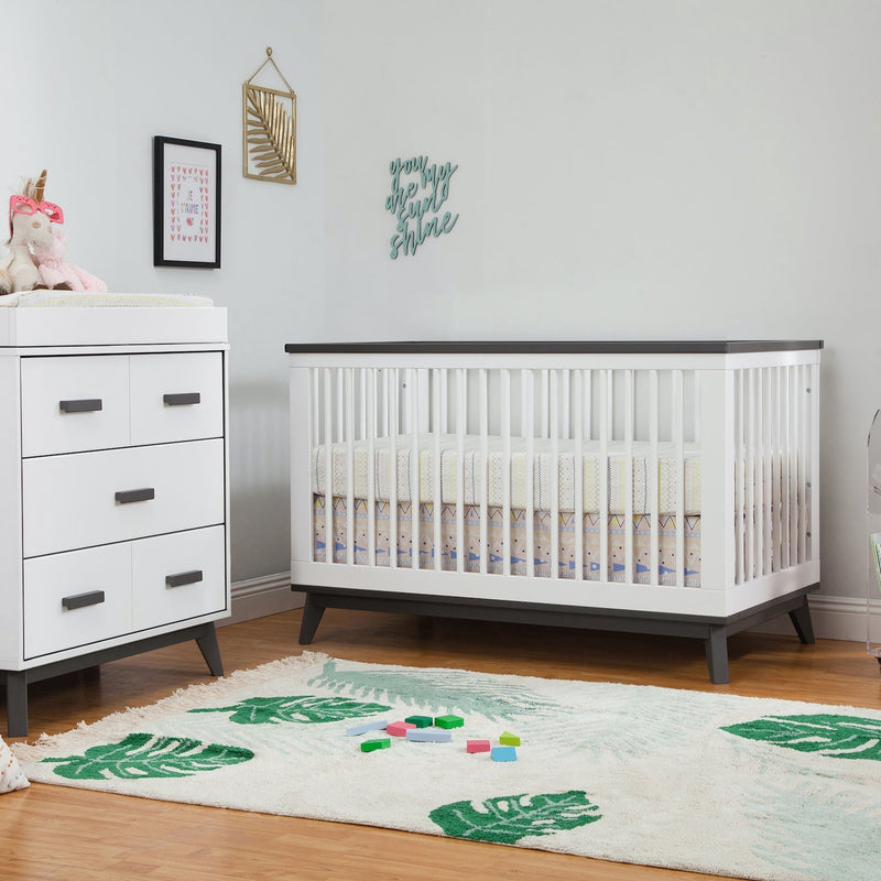 Scoot 3-in-1 Convertible Crib with Toddler Bed Conversion Kit - White/Slate - Project Nursery