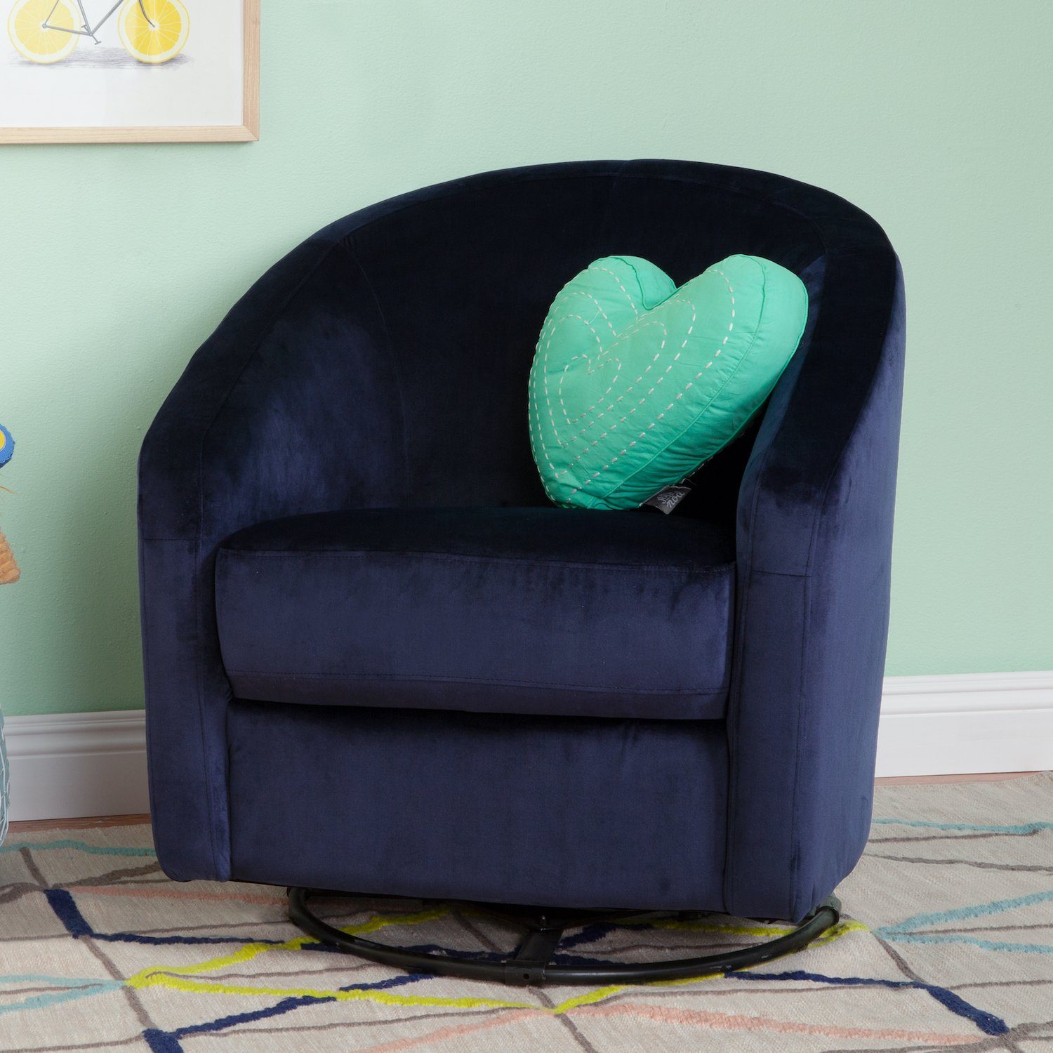 Madison Swivel Glider Navy Blue Microsuede Project Nursery