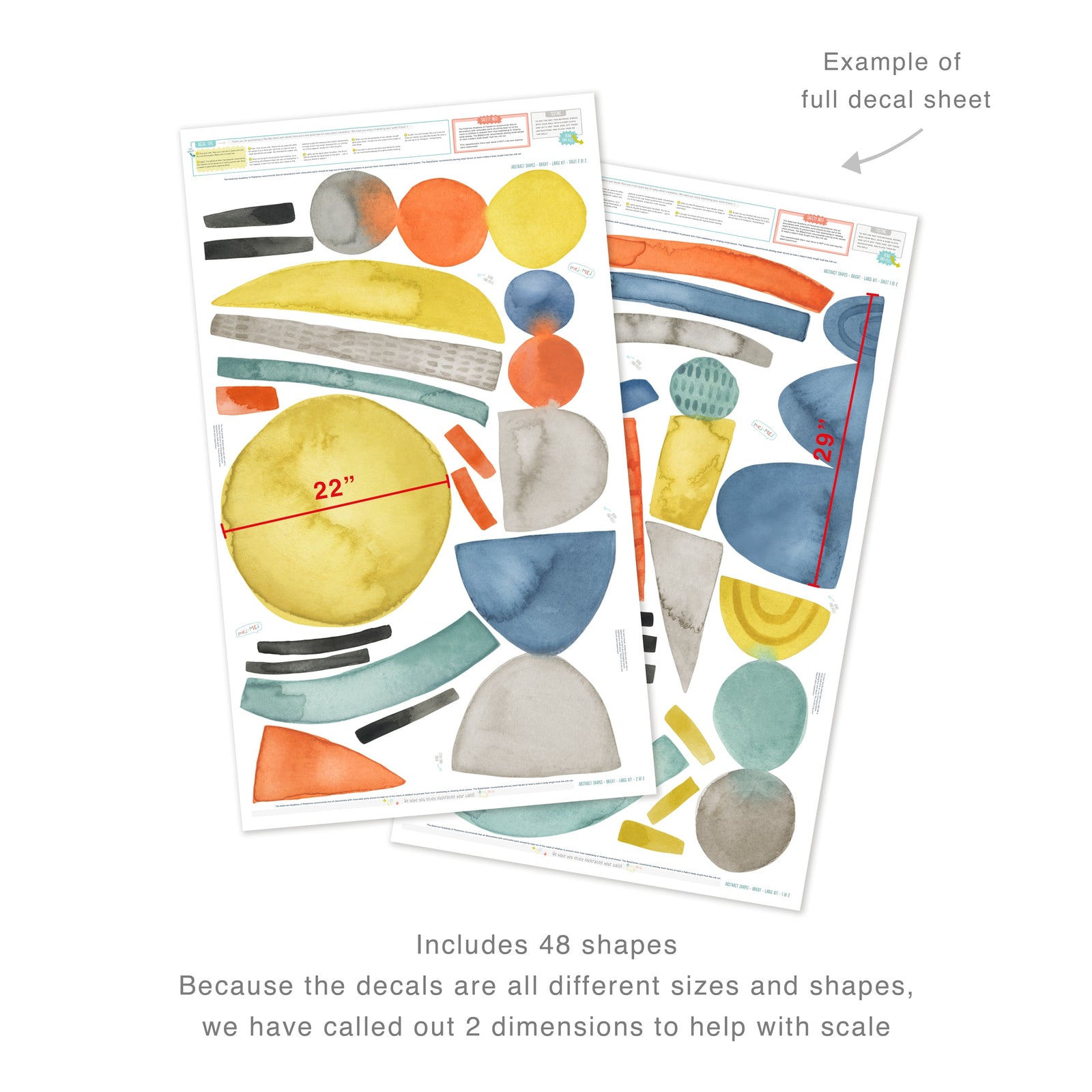 Bright Abstract Shape Wall Decals - Large