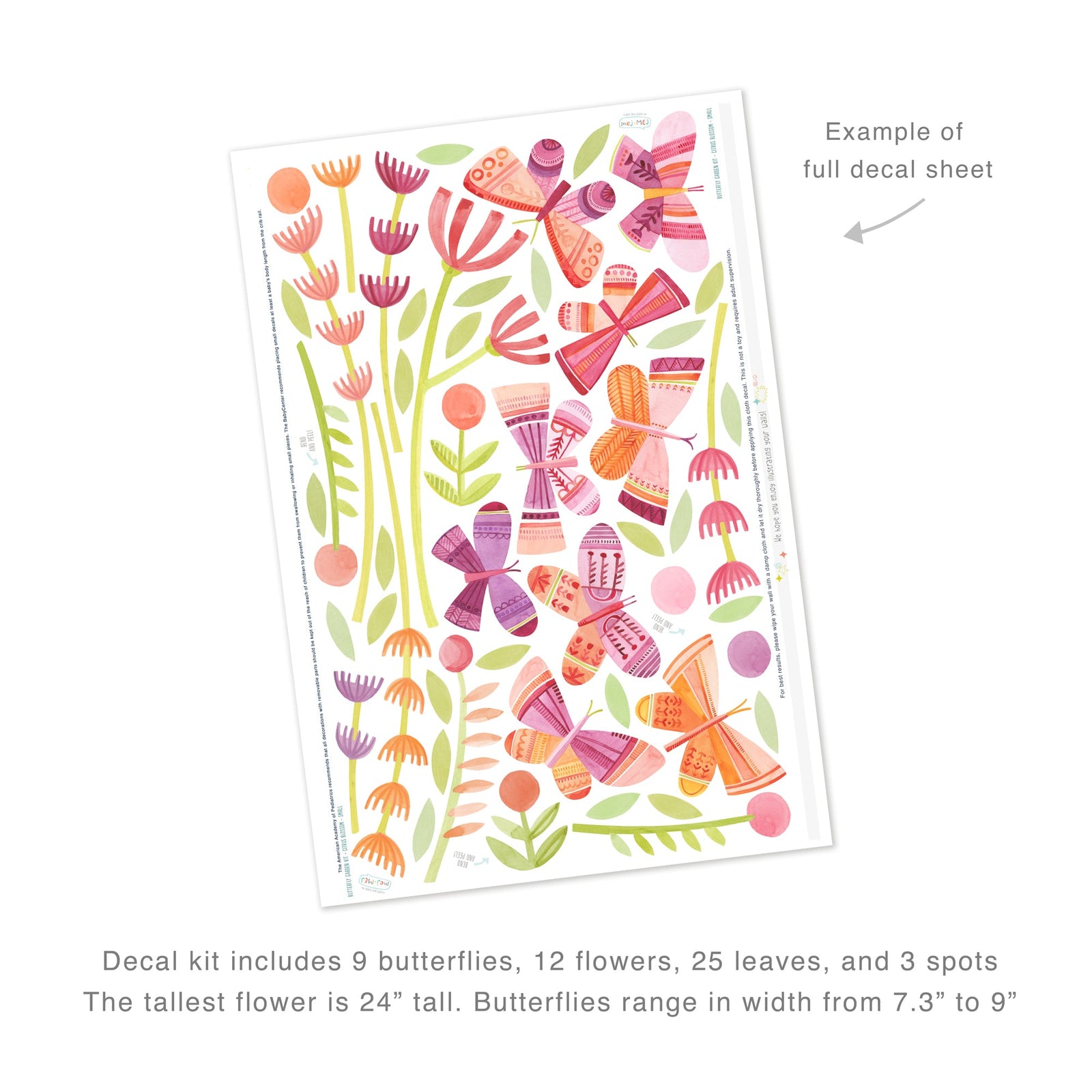 Citrus Blossom Butterfly Garden Wall Decals - Small