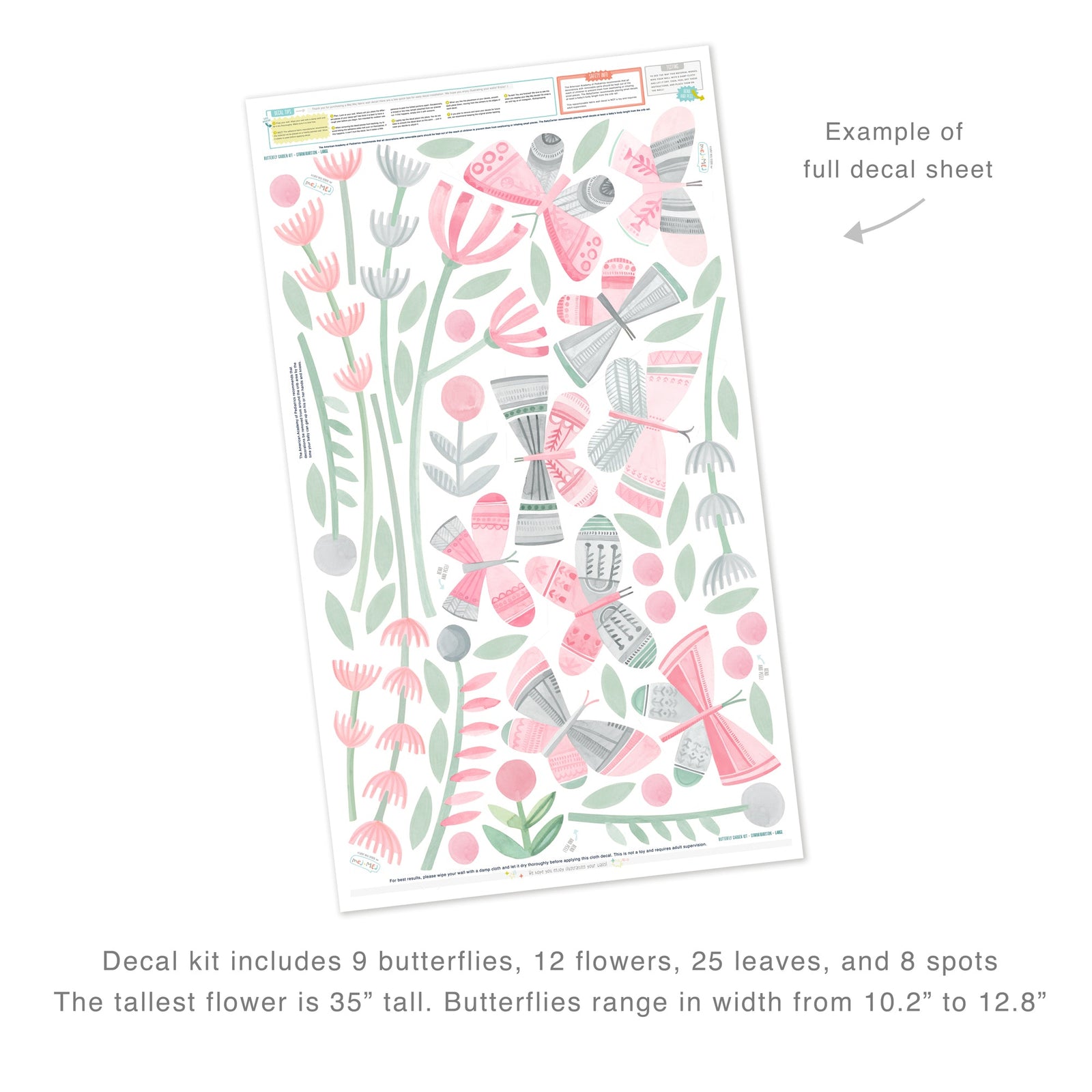 Strawberry Fog Butterfly Garden Wall Decals - Medium