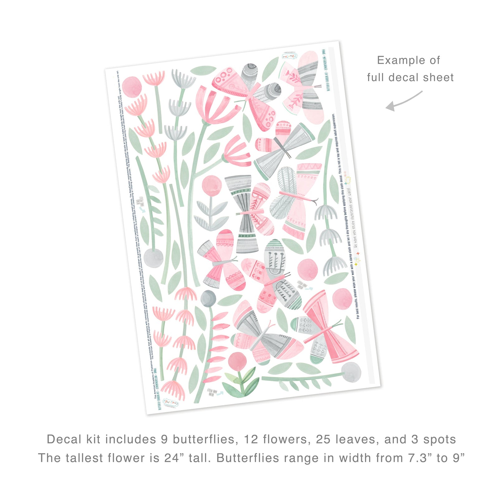 Strawberry Fog Butterfly Garden Wall Decals - Small
