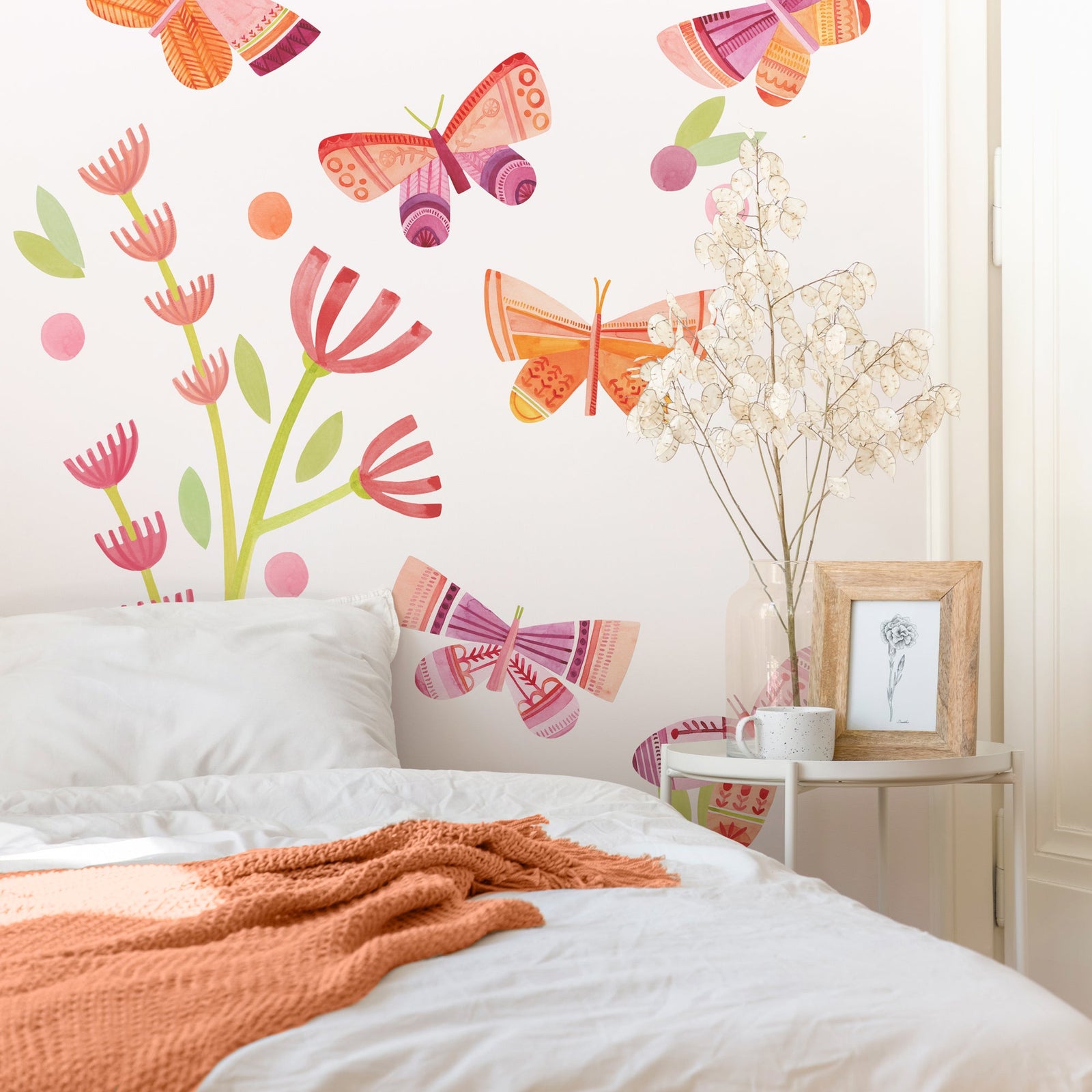 Citrus Blossom Butterfly Garden Wall Decals - Medium