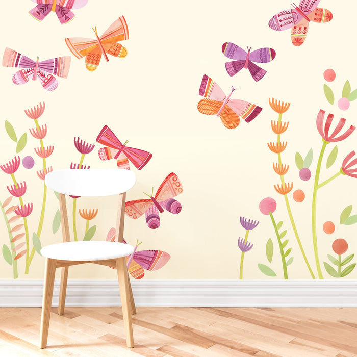 Citrus Blossom Butterfly Garden Wall Decal Set - Medium