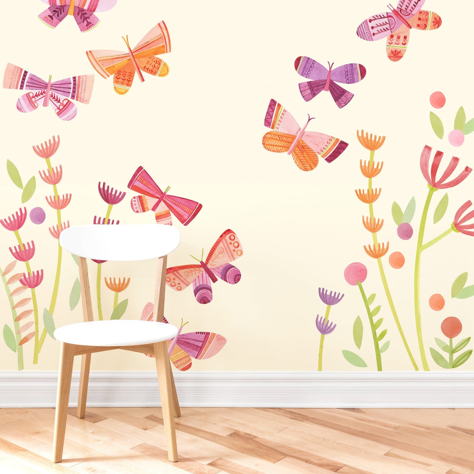 Citrus Blossom Butterfly Garden Wall Decals - Medium