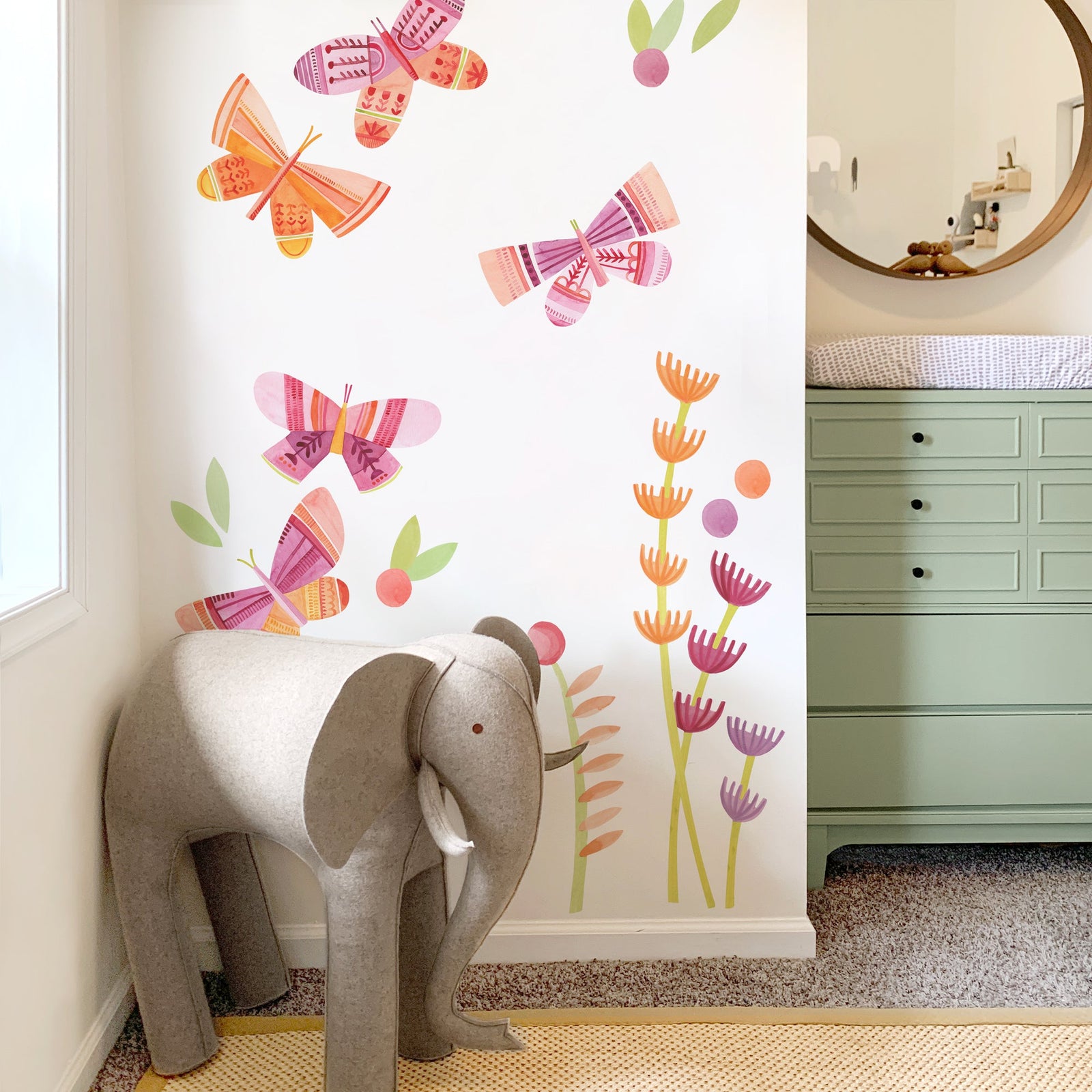 Citrus Blossom Butterfly Garden Wall Decals - Medium