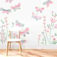 Strawberry Fog Butterfly Garden Wall Decal Set - Medium