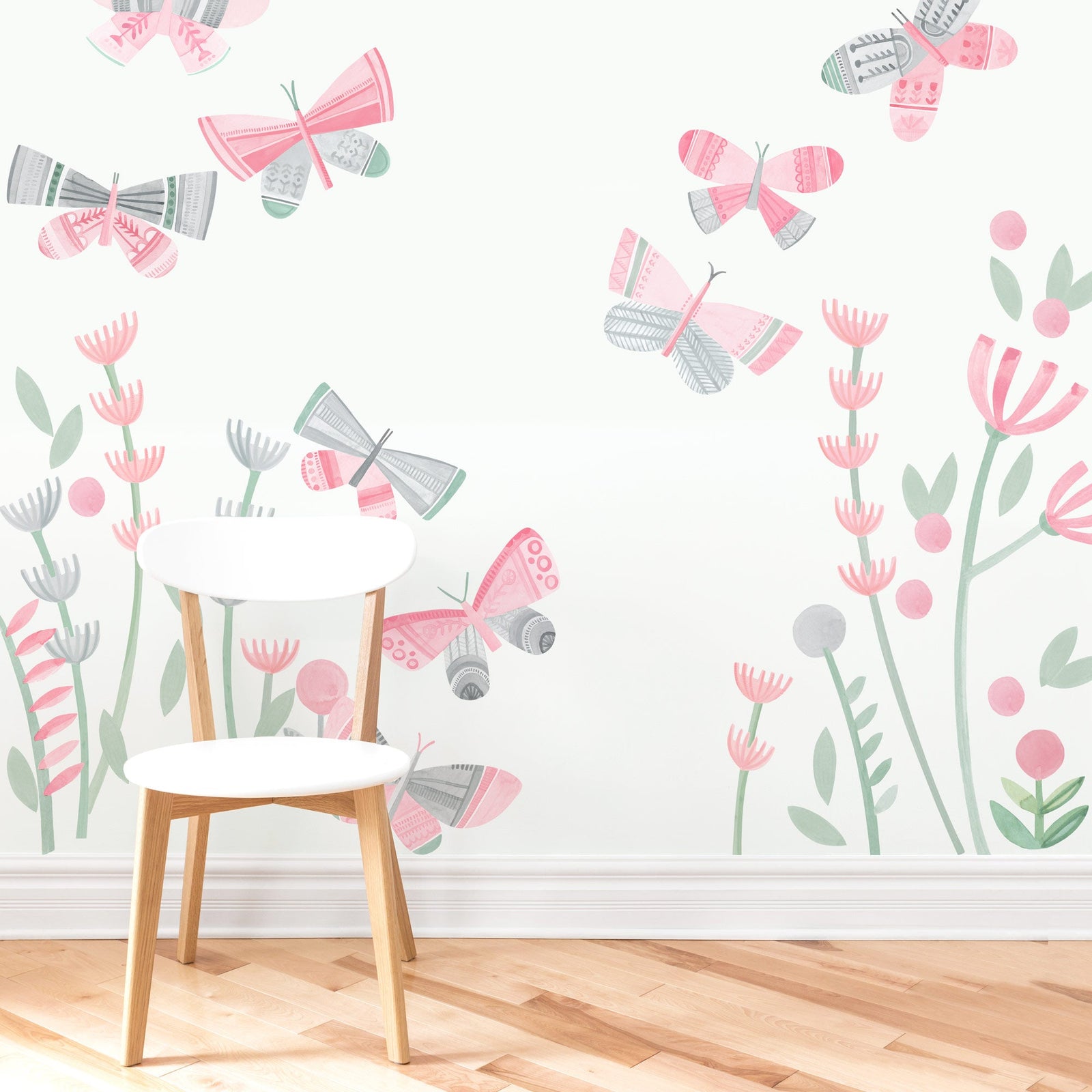 Strawberry Fog Butterfly Garden Wall Decals - Medium