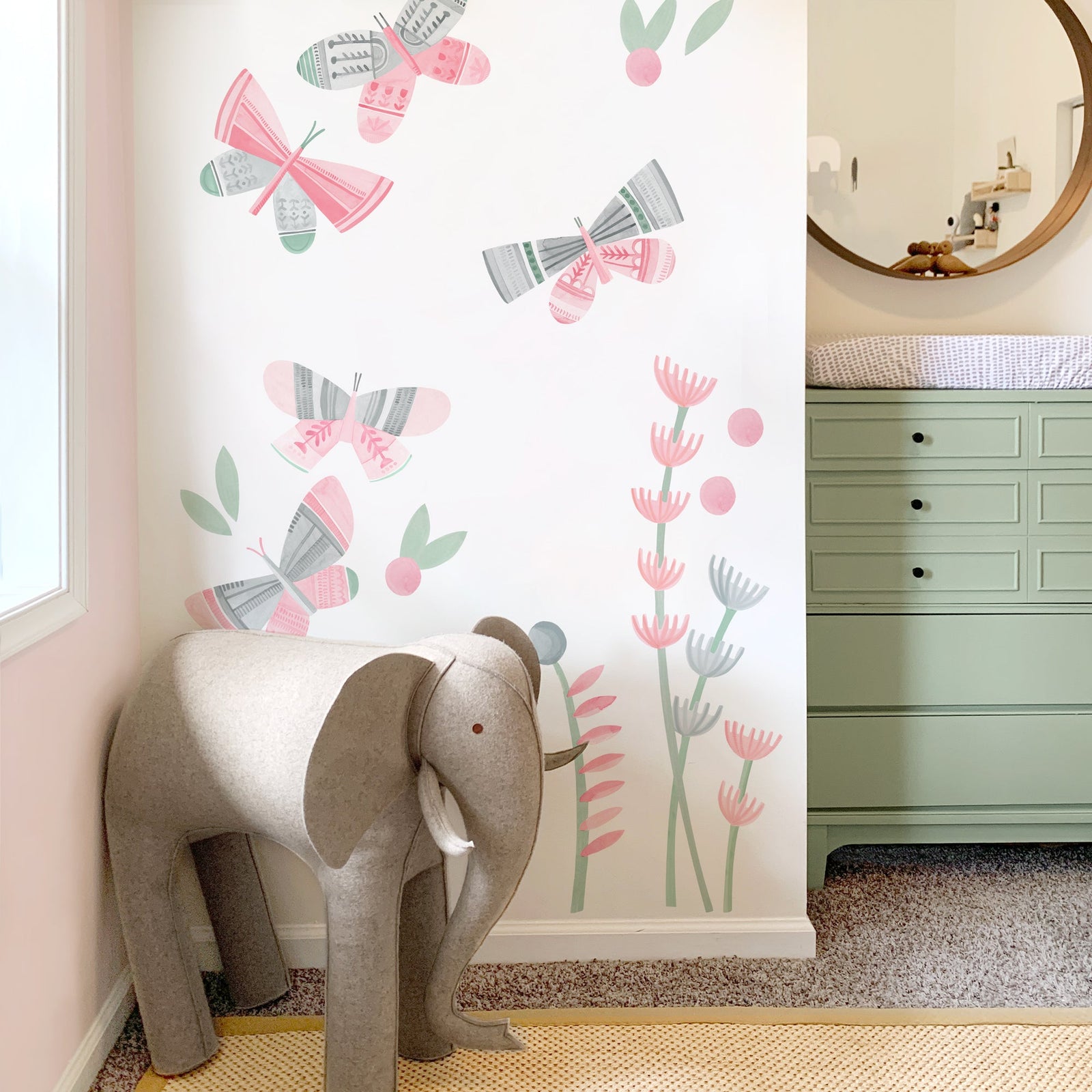 Strawberry Fog Butterfly Garden Wall Decals - Medium