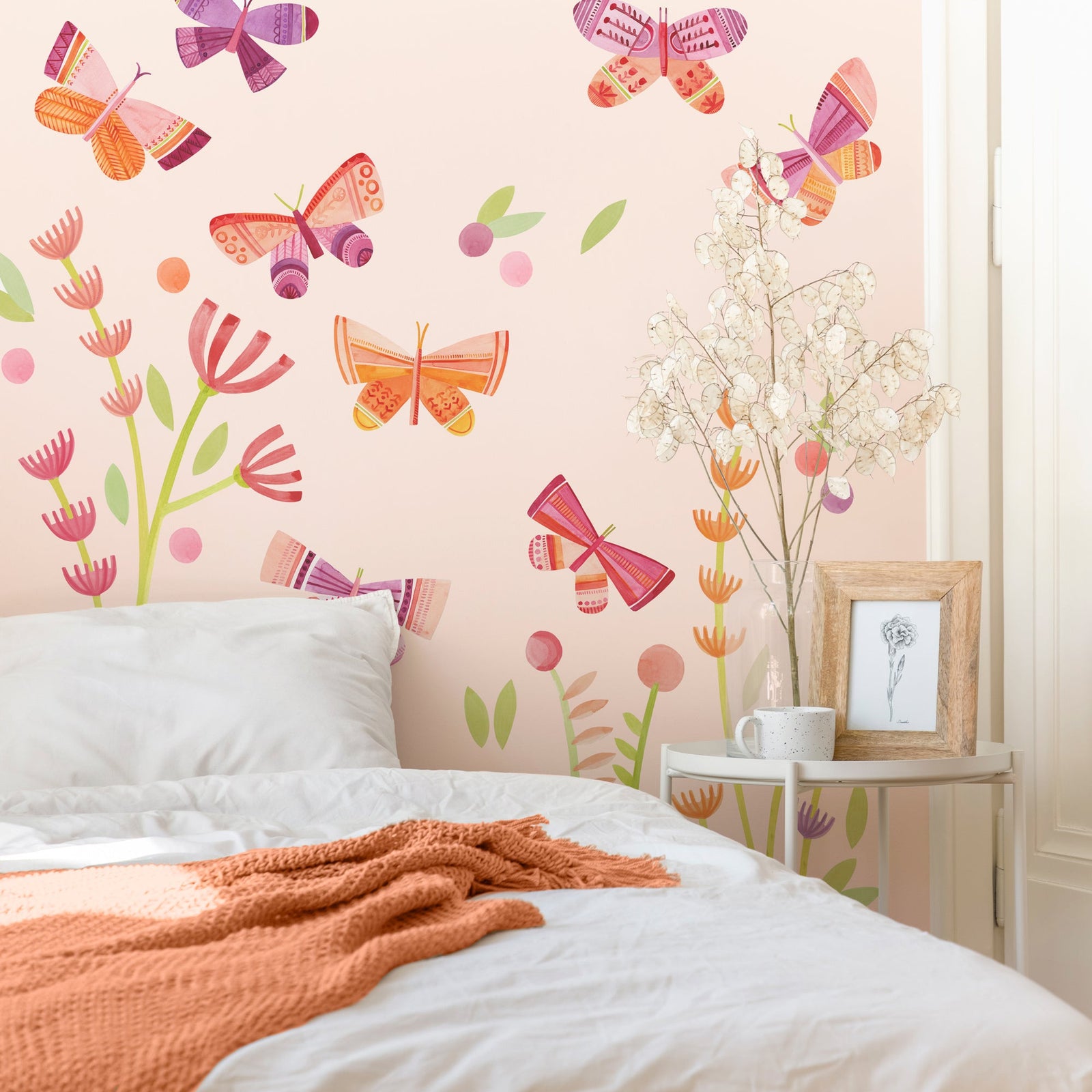Citrus Blossom Butterfly Garden Wall Decals - Small