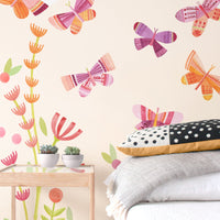 Citrus Blossom Butterfly Garden Wall Decal Set - Small