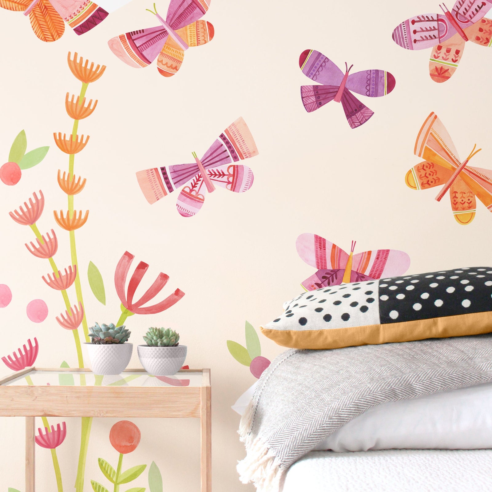 Citrus Blossom Butterfly Garden Wall Decals - Small