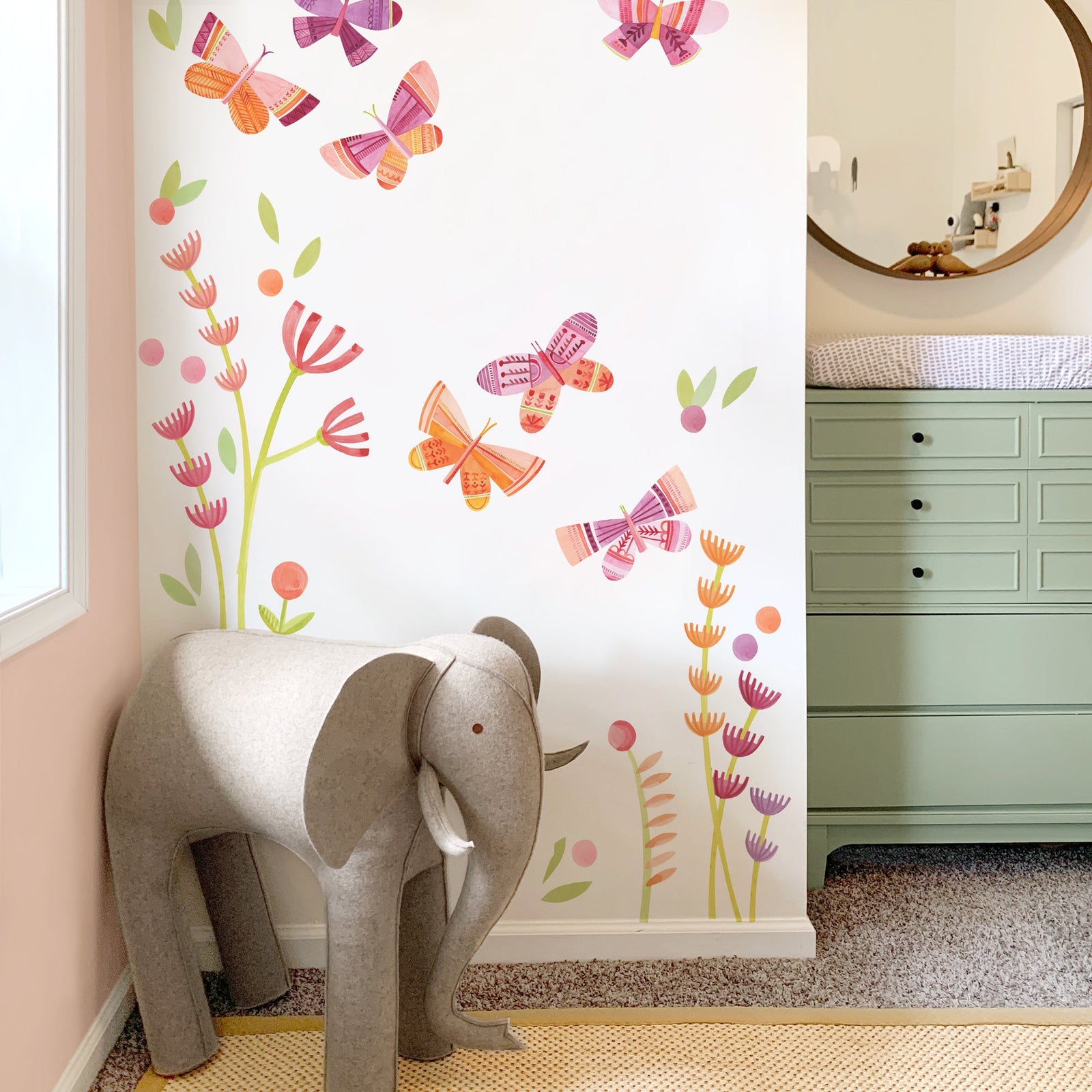 Citrus Blossom Butterfly Garden Wall Decals - Small