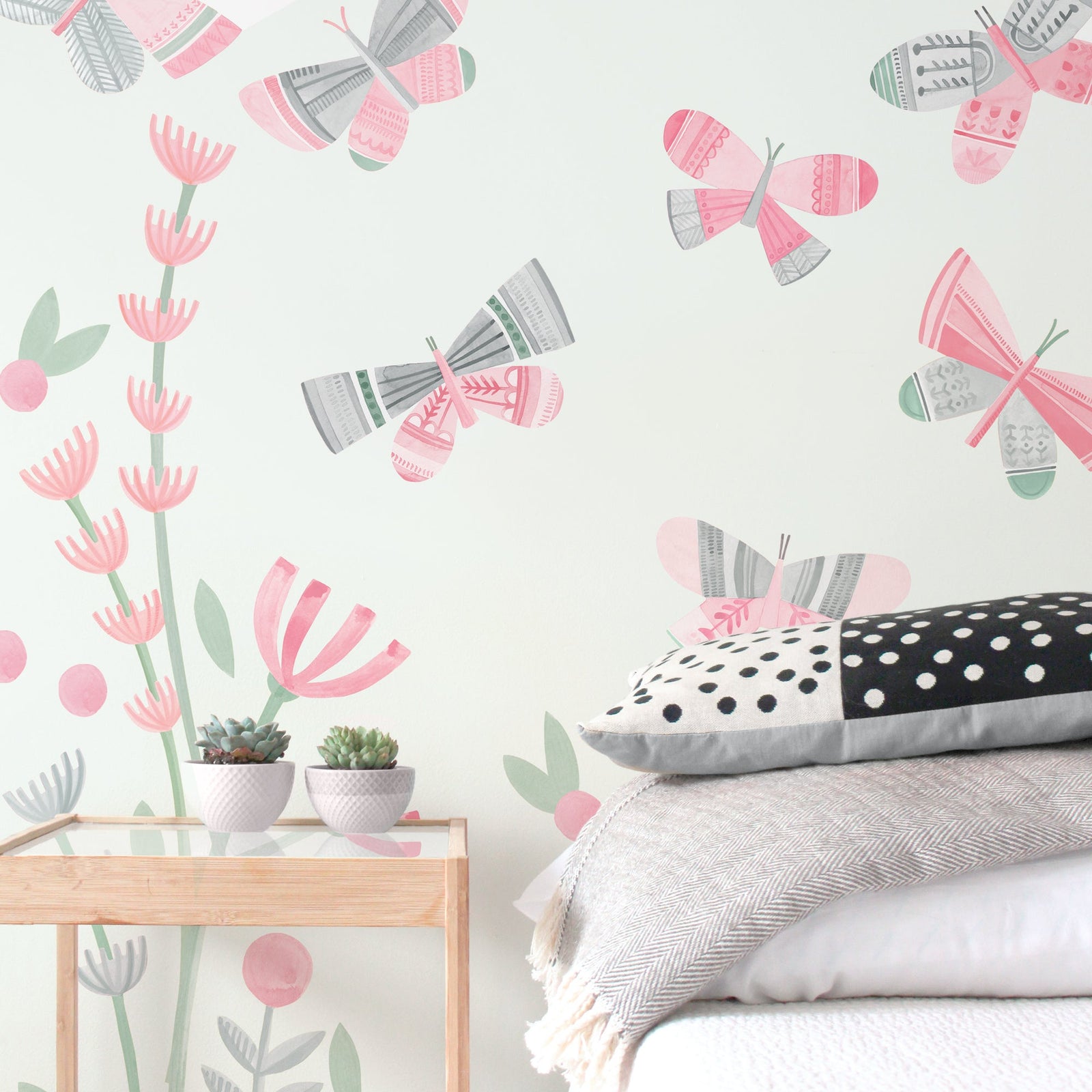 Strawberry Fog Butterfly Garden Wall Decals - Small