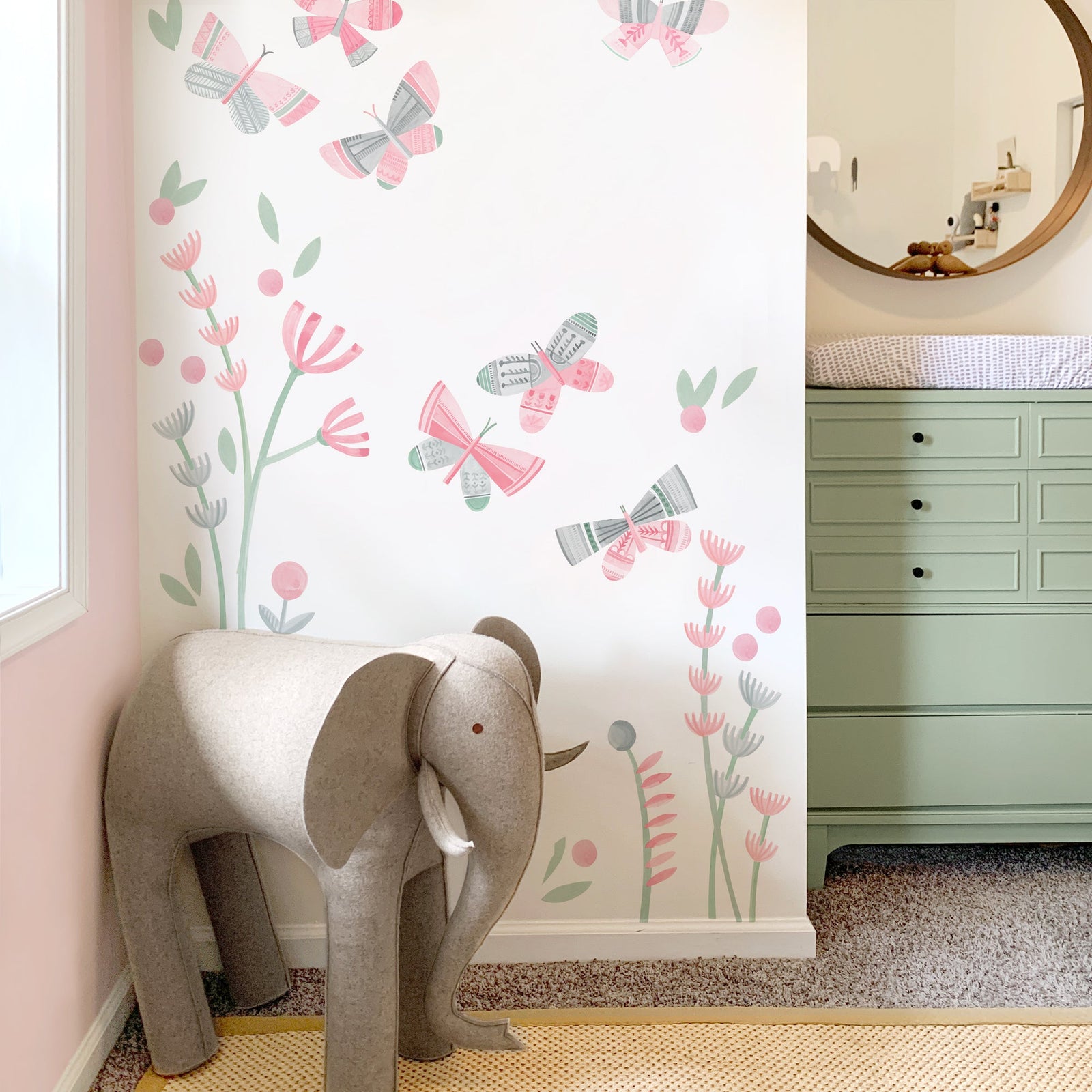 Strawberry Fog Butterfly Garden Wall Decals - Small