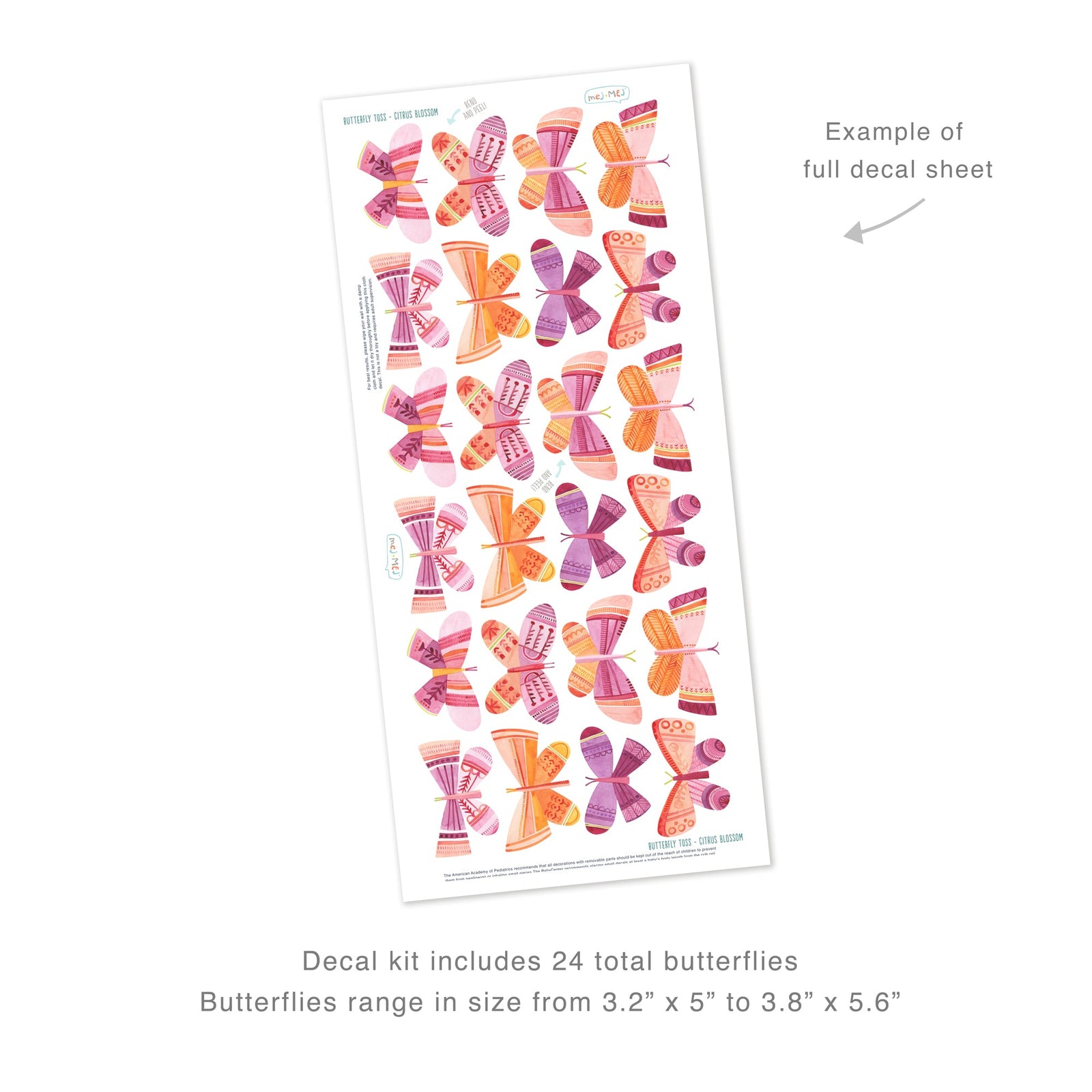 Citrus Blossom Butterfly Toss Wall Decals