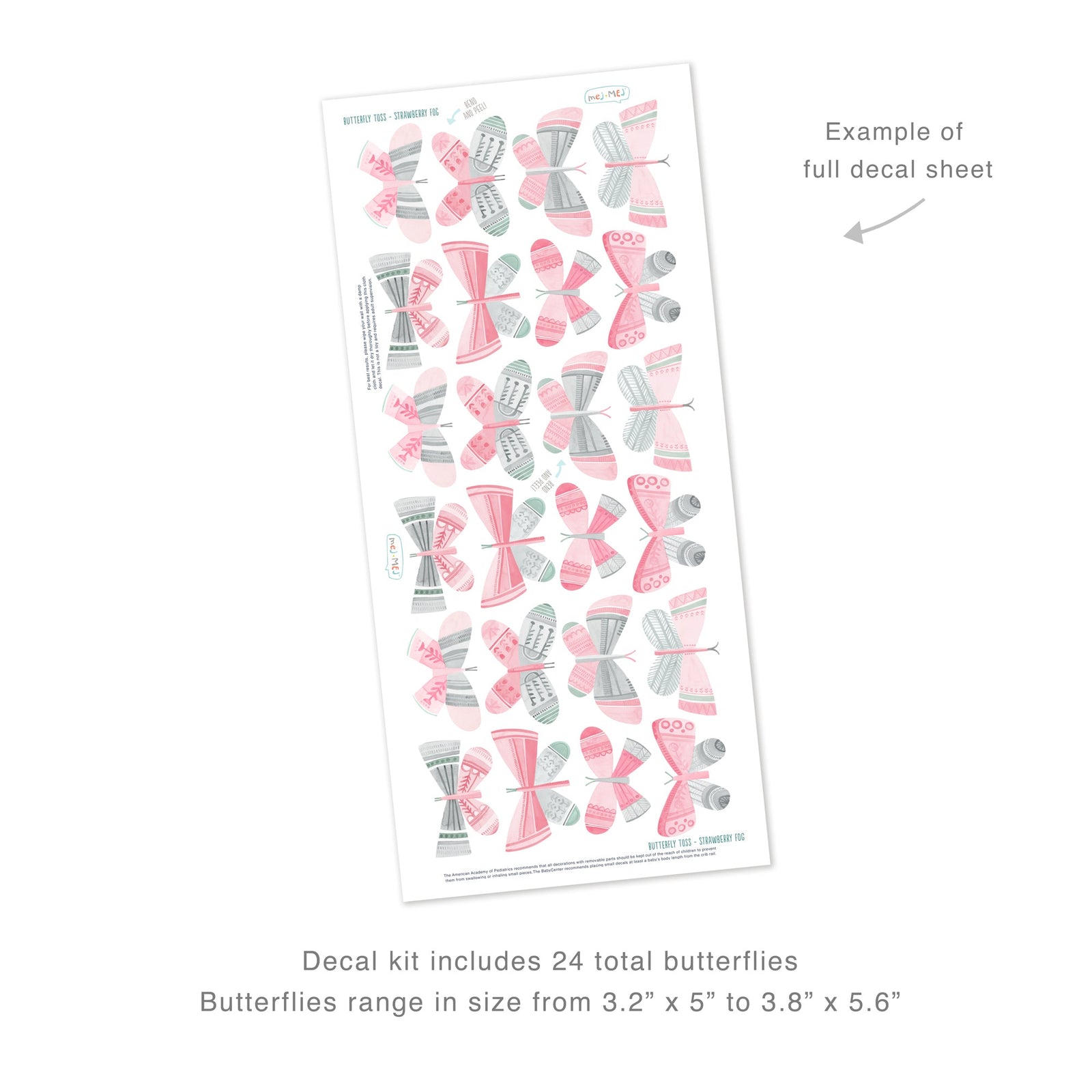 Strawberry Fog Butterfly Toss Wall Decals