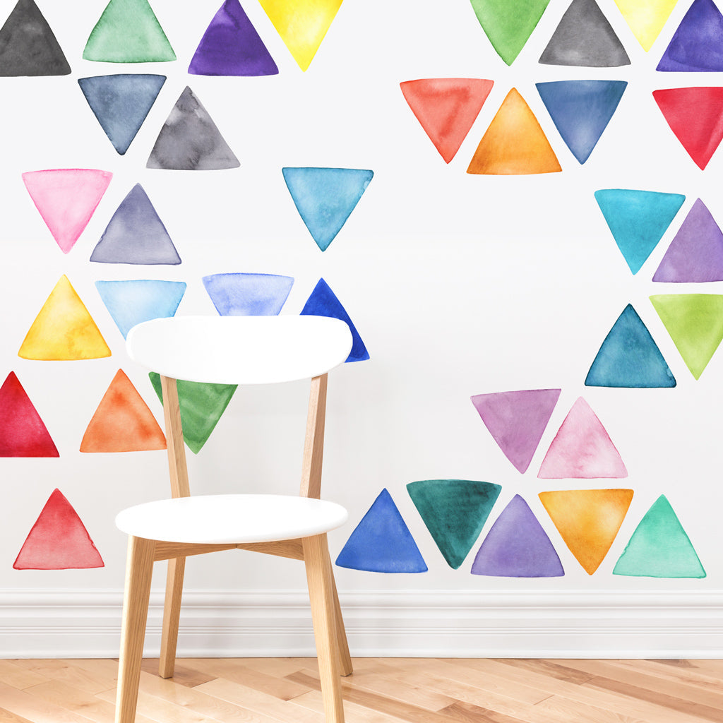 Rainbow Watercolor Triangle Wall Decals - Large