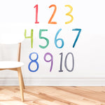 Rainbow Watercolor Numbers Wall Decal Set