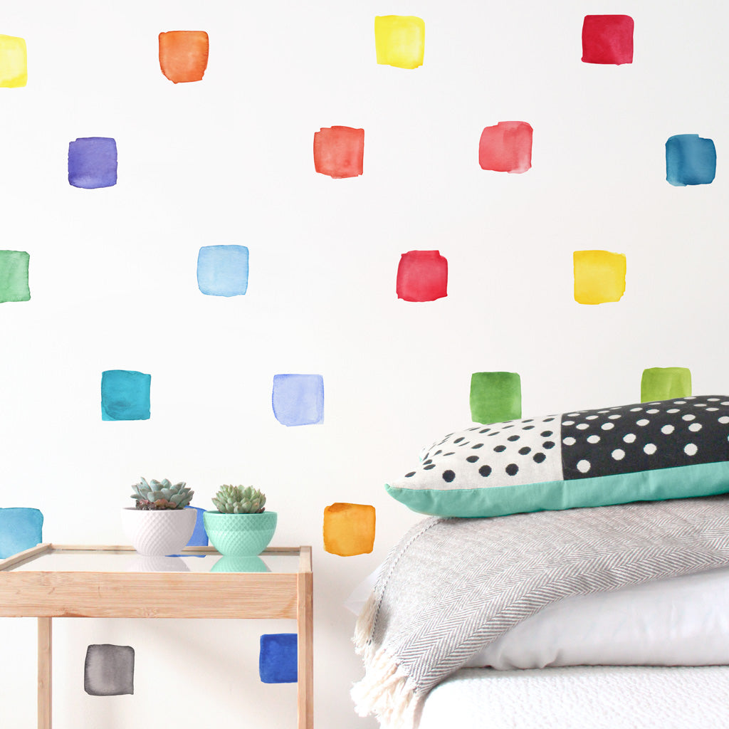 Rainbow Watercolor Square Wall Decals - Small