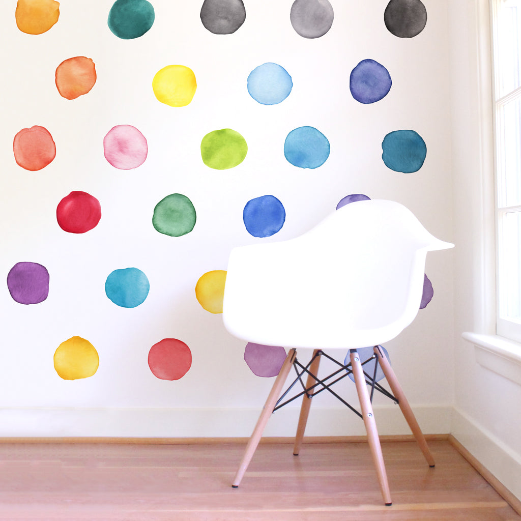 Rainbow Watercolor Dot Wall Decals - Large
