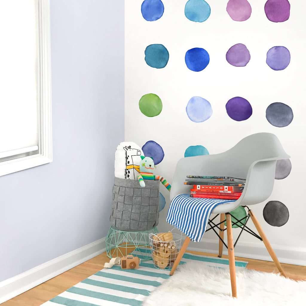 Rainbow Watercolor Dot Wall Decals - Large