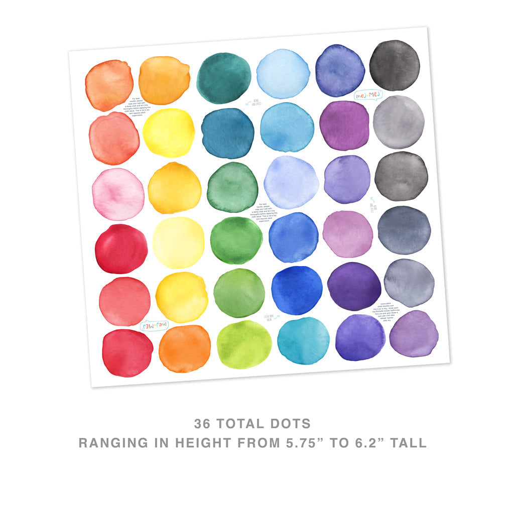 Rainbow Watercolor Dot Wall Decals - Large