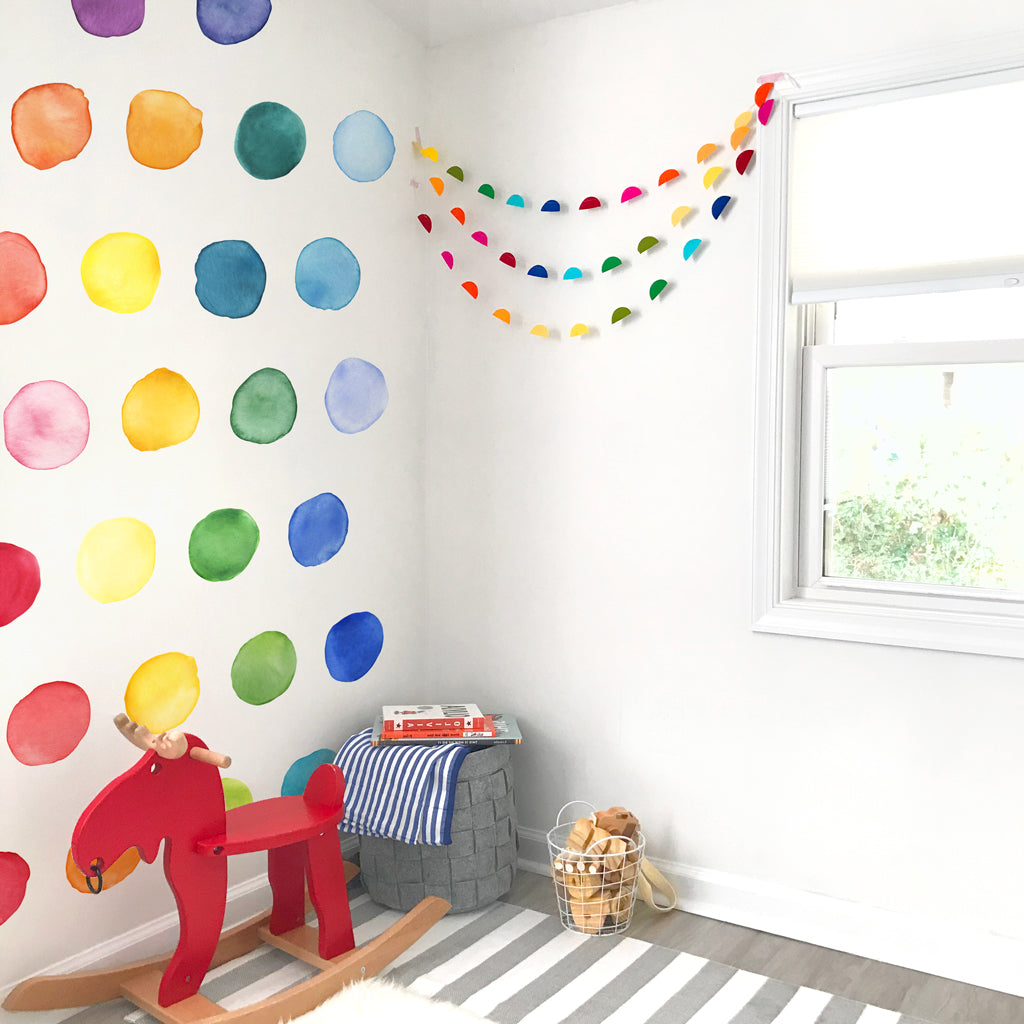 Rainbow Watercolor Dot Wall Decals - Large