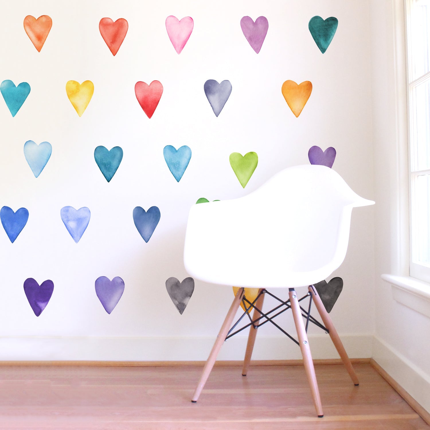 Rainbow Watercolor Heart Wall Decals - Large