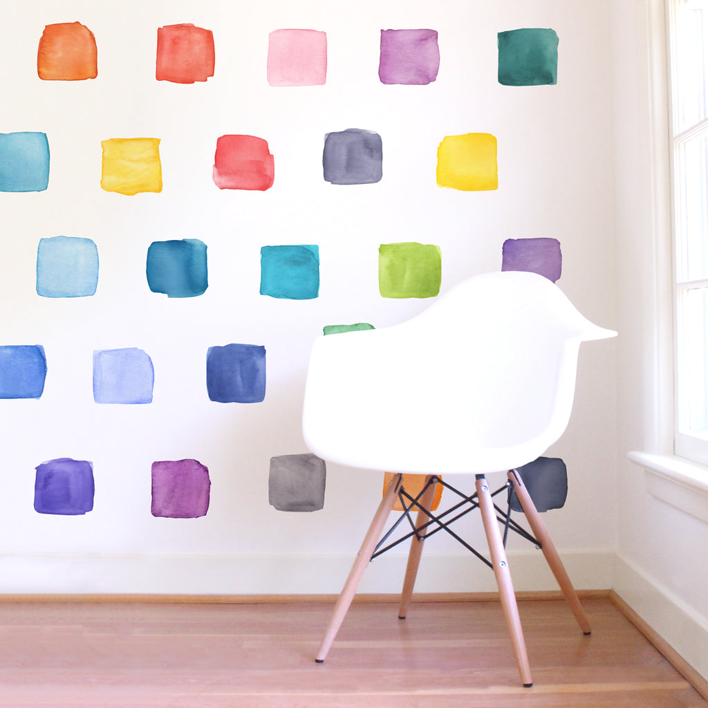 Rainbow Watercolor Square Wall Decals - Large