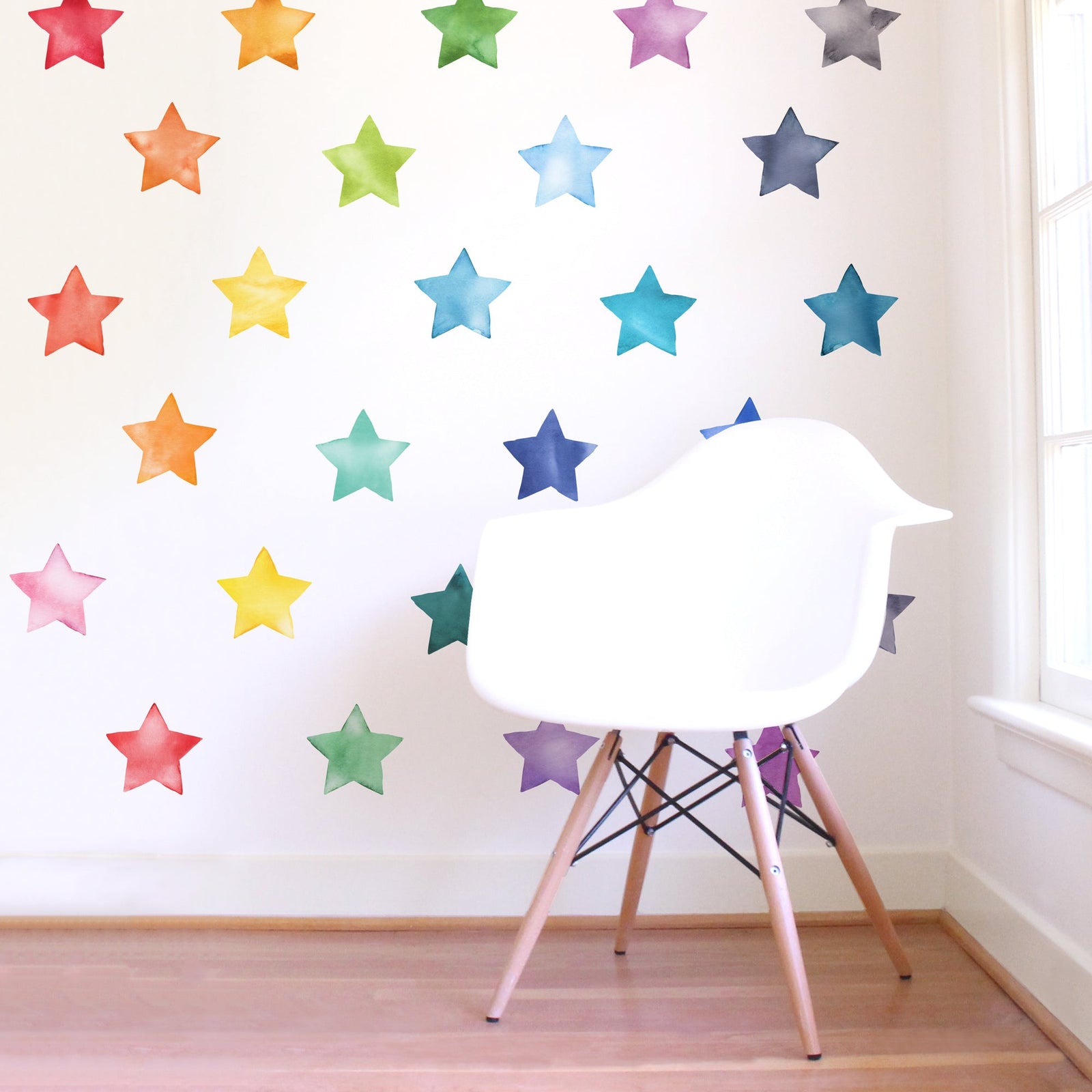 Rainbow Watercolor Star Wall Decals - Large