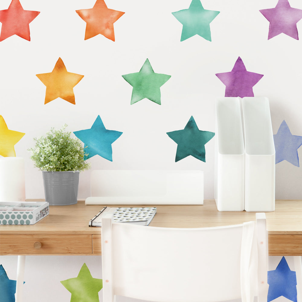 Rainbow Watercolor Star Decals - Large by MejMej – Project Nursery