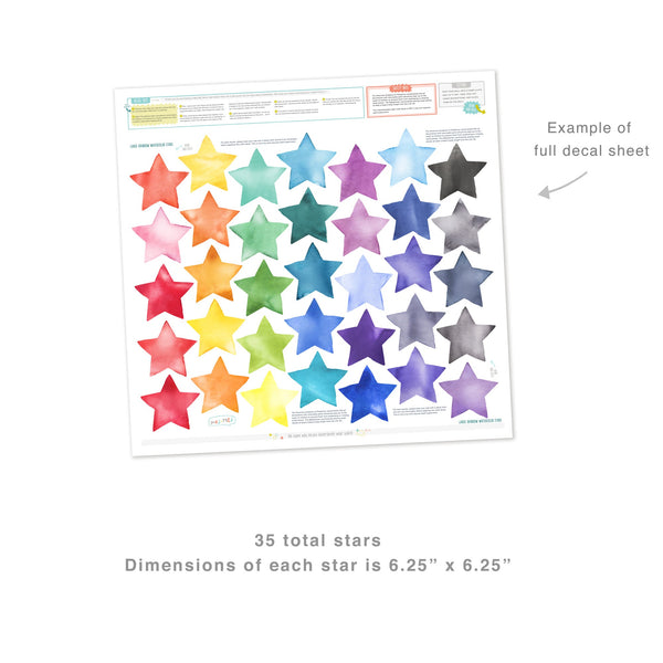 Rainbow Watercolor Star Decals - Large by MejMej – Project Nursery