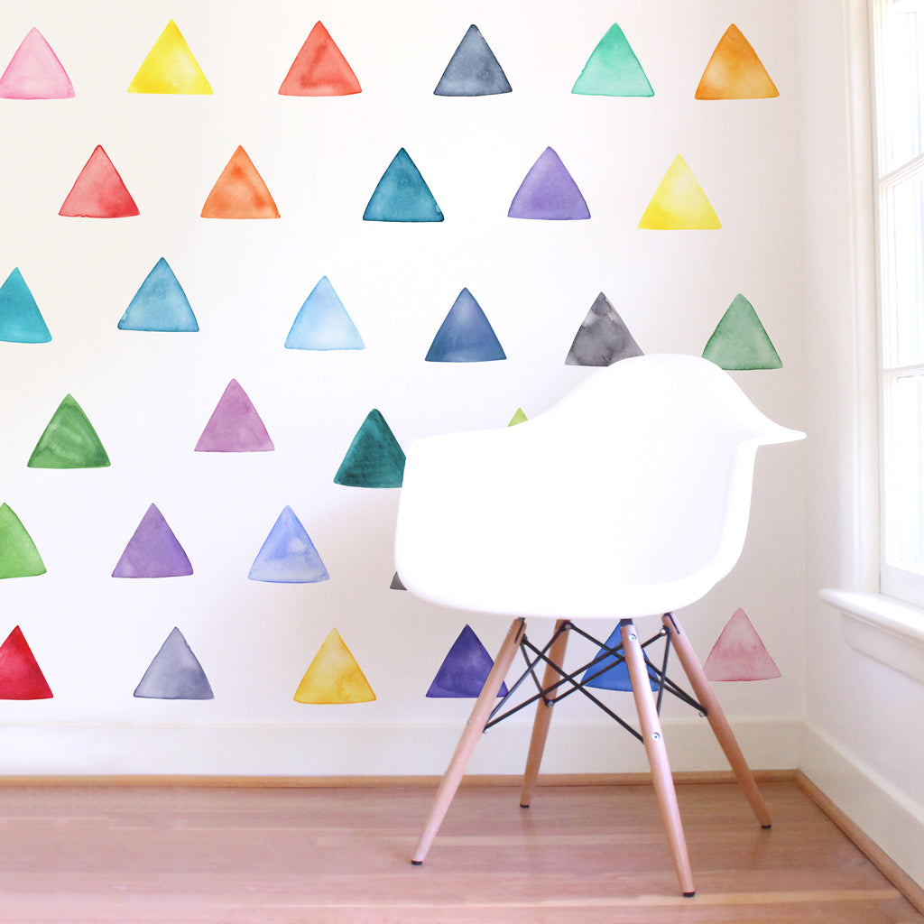 Rainbow Watercolor Triangle Wall Decals - Large