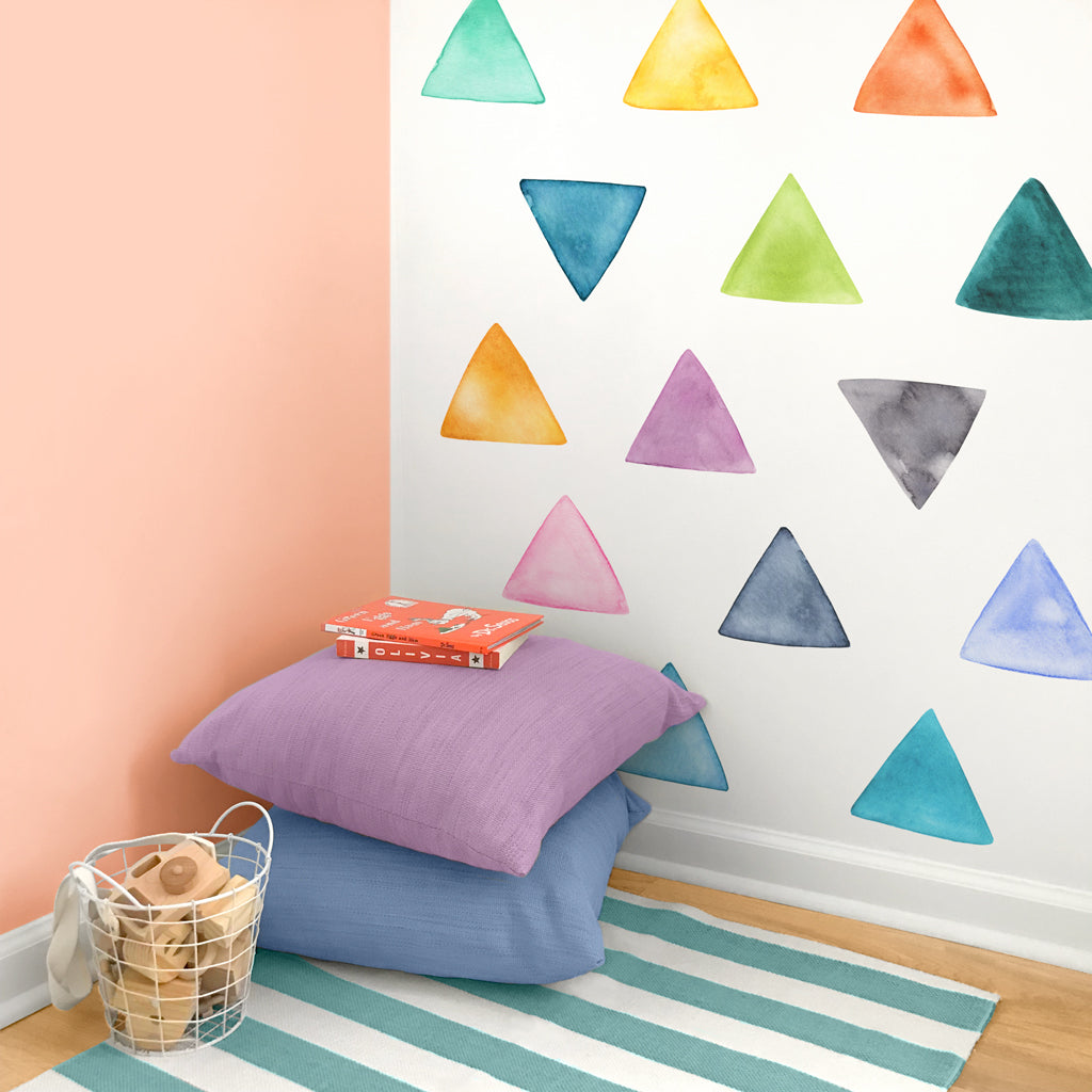 Rainbow Watercolor Triangle Wall Decals - Large