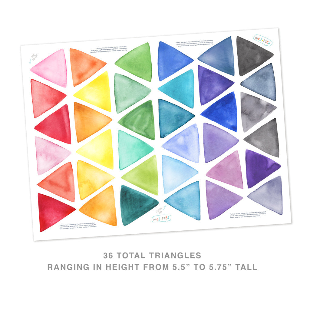 Rainbow Watercolor Triangle Wall Decals - Large