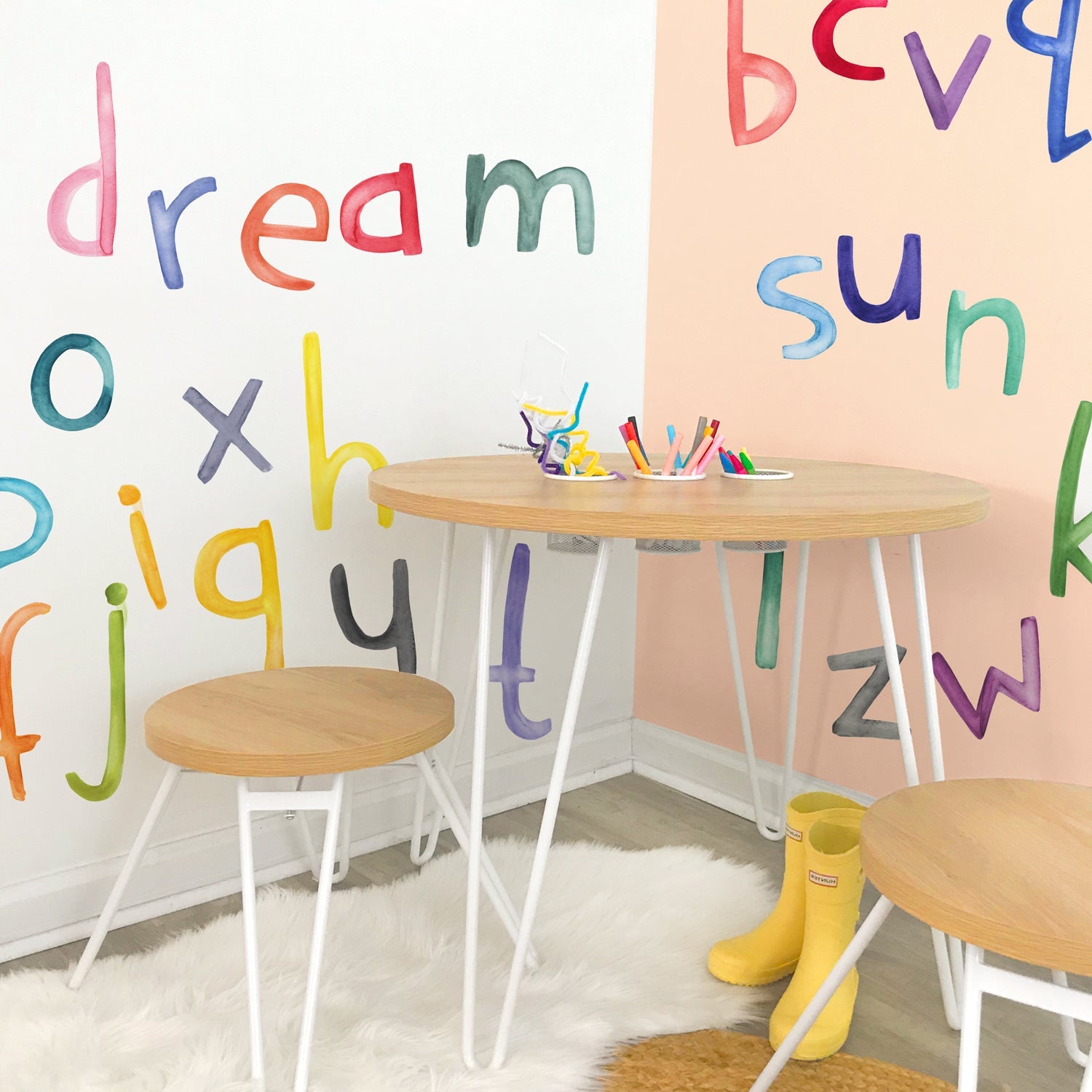Lowercase Rainbow Watercolor Letter Wall Decals