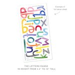 Lowercase Rainbow Watercolor Letters Wall Decal Set