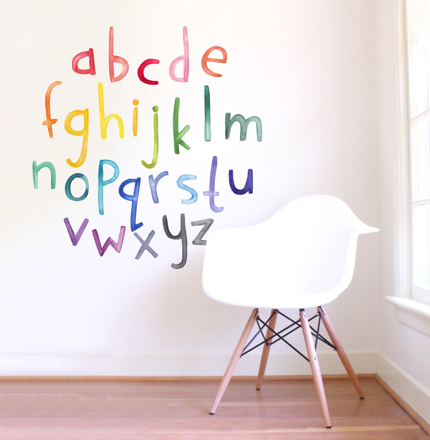 Lowercase Rainbow Watercolor Letter Wall Decals