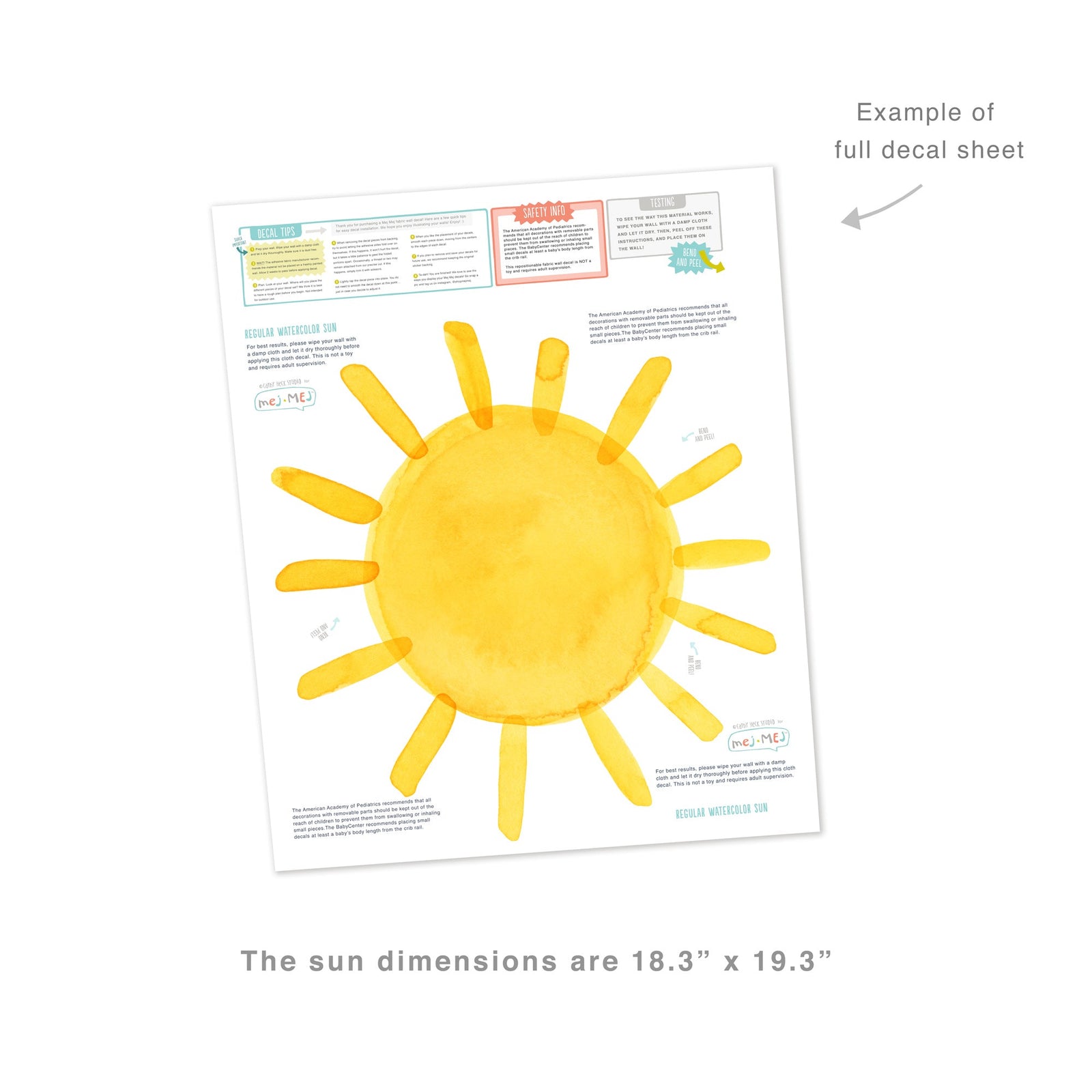 Watercolor Sun Wall Decal - Regular