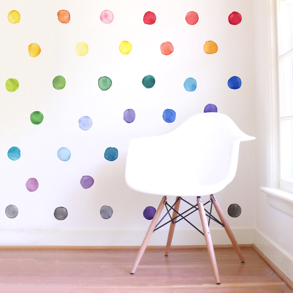 Rainbow Watercolor Dot Wall Decals - Small